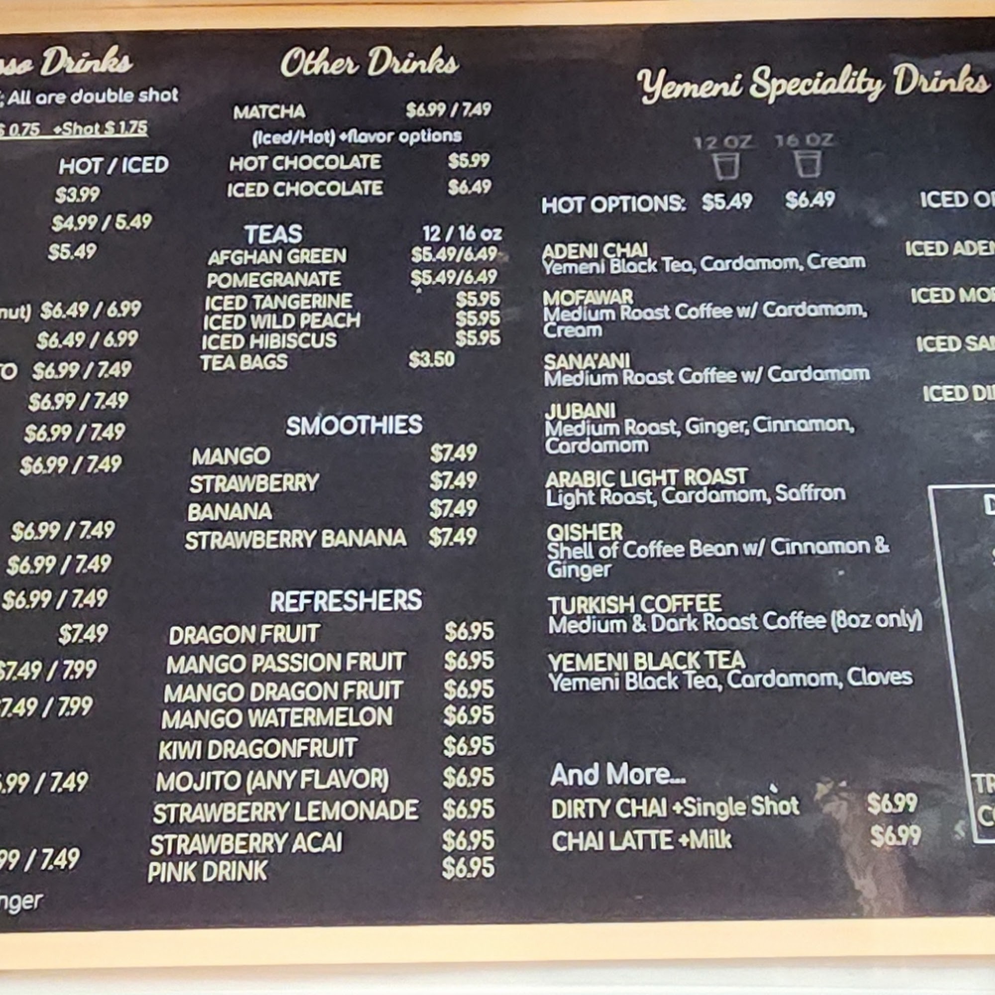 SANA'A CAFE Menu
