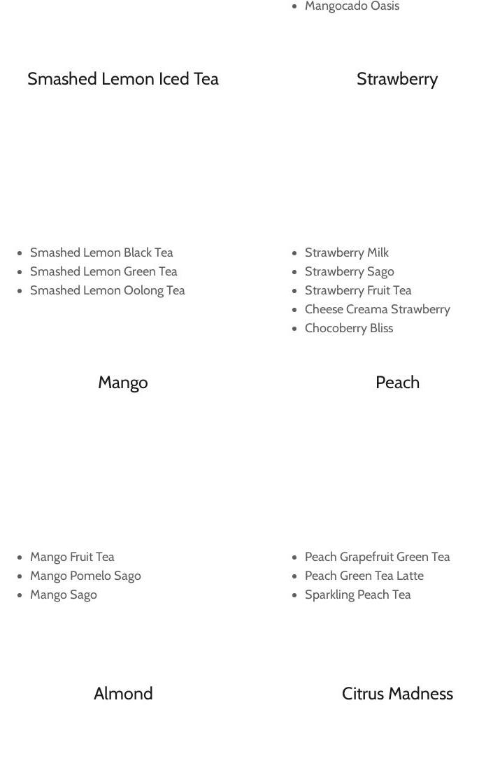 Yifang Taiwan Fruit Tea Menu
