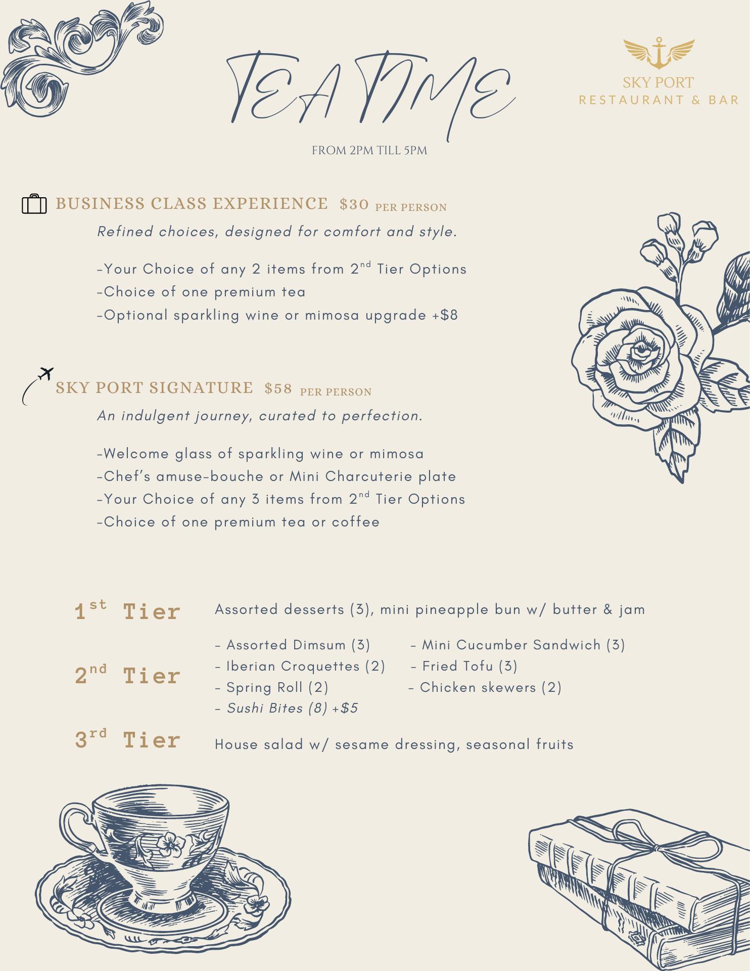 Sky Port Restaurant & Bar Menu