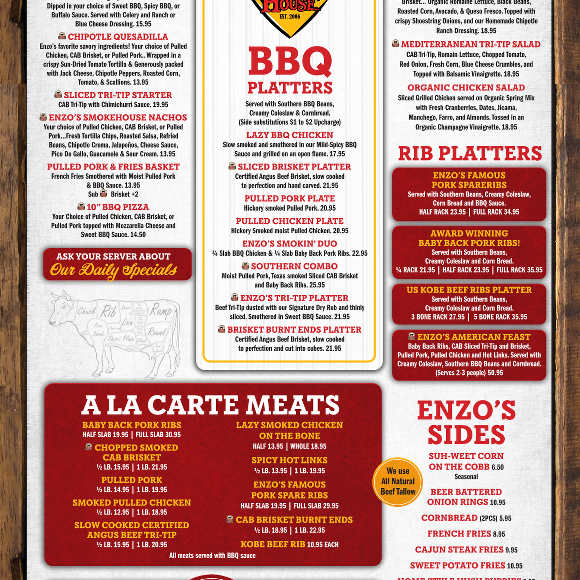 Enzo's BBQ Ale House Menu