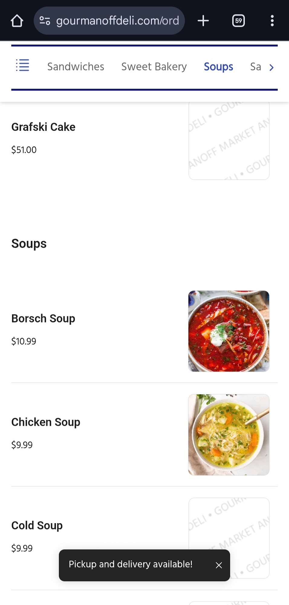 Gourmanoff European Deli Menu