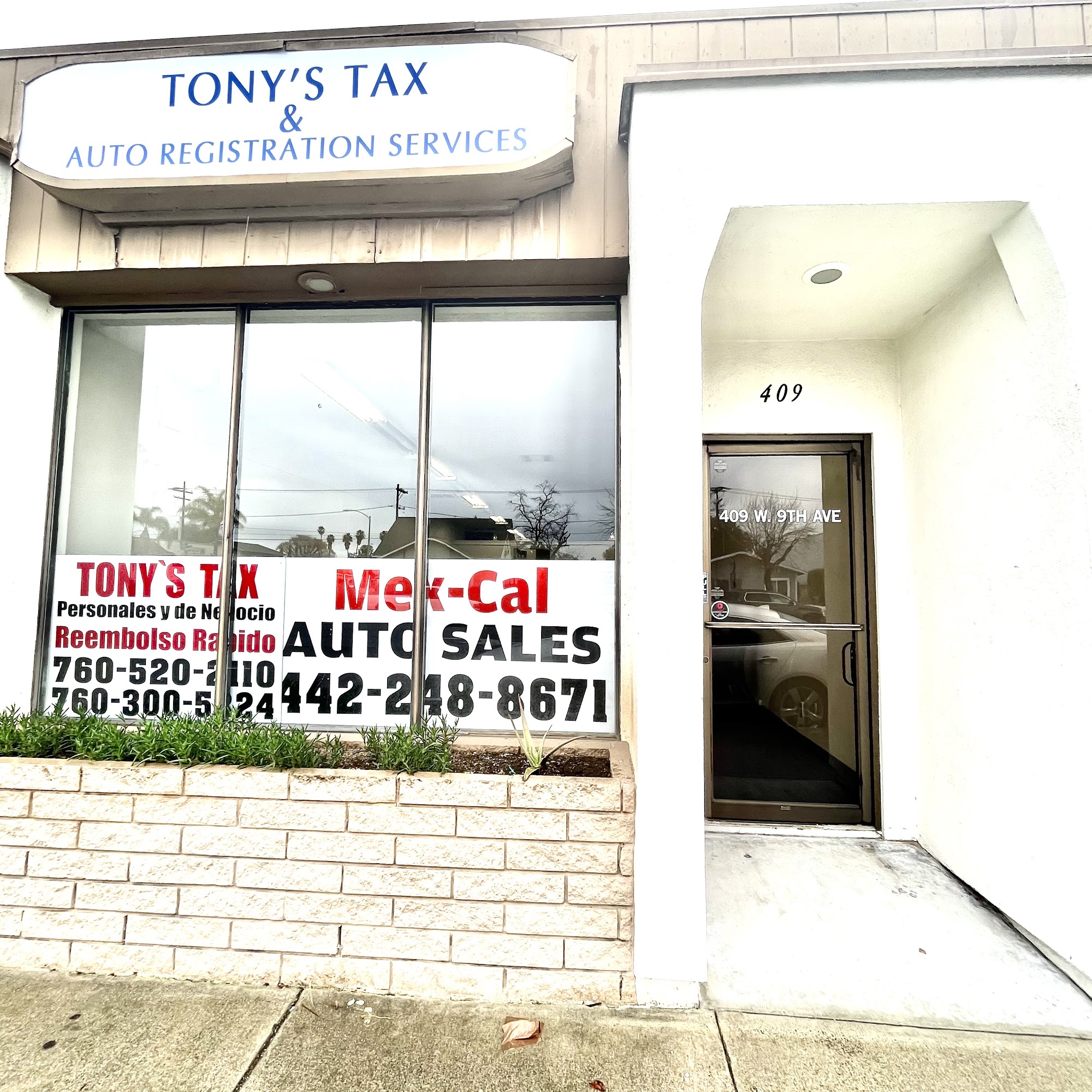Tony's Tax Service 409 W 9th Ave, Escondido California 92025
