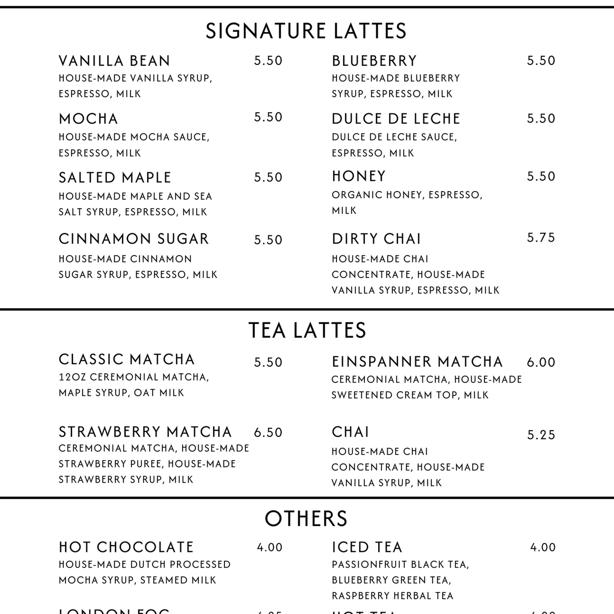 Good Source Coffee Menu