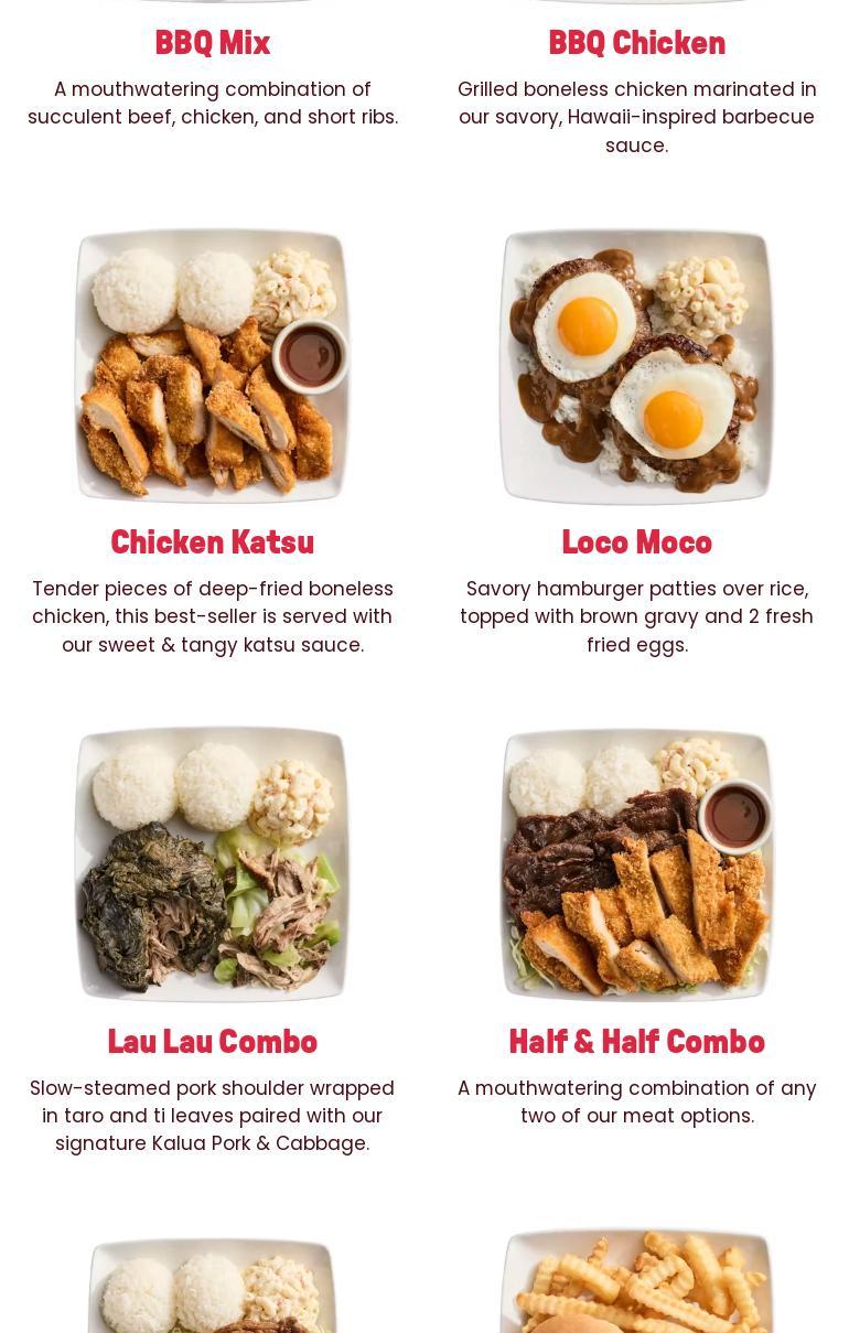 L&L Hawaiian Barbecue Menu