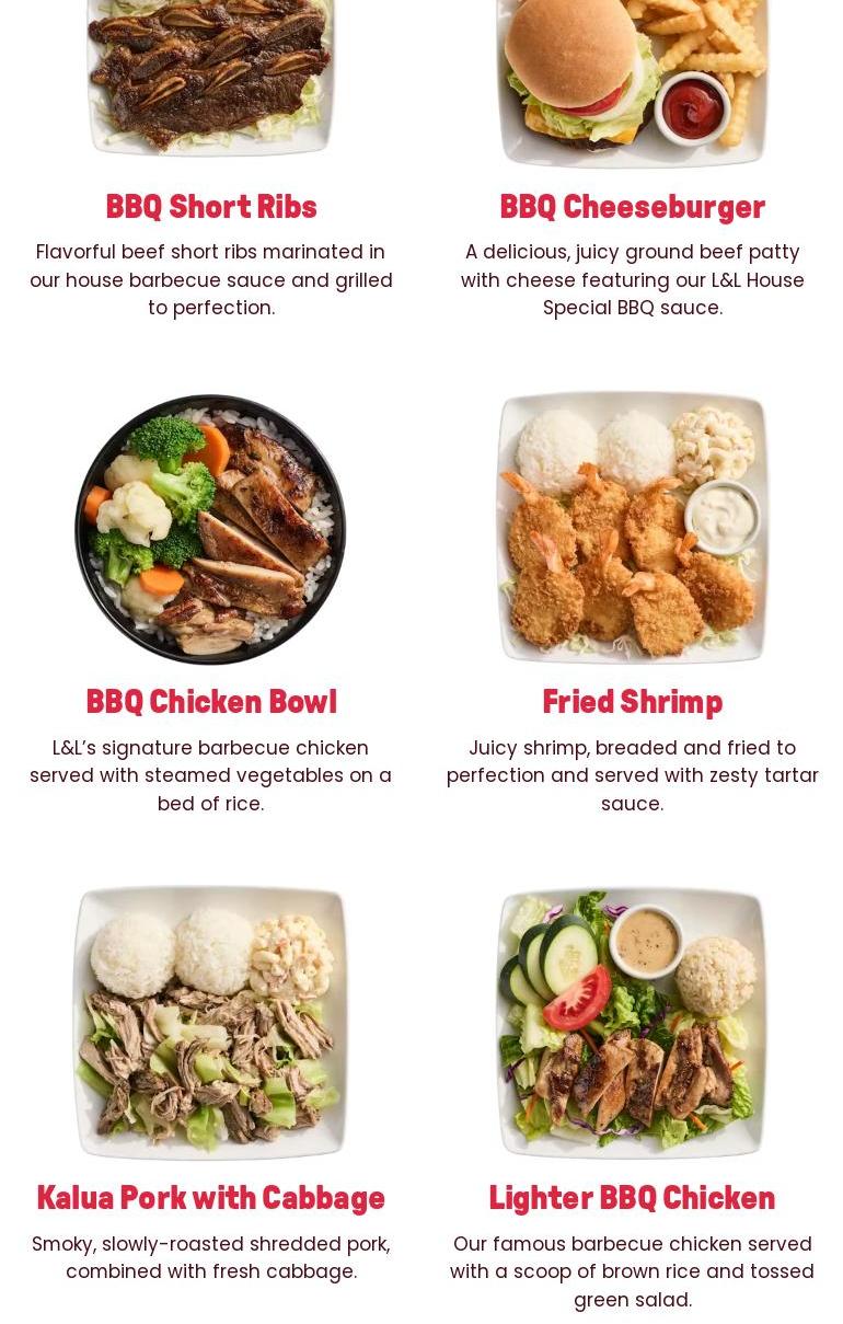 L&L Hawaiian Barbecue Menu