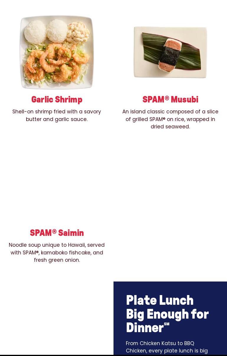 L&L Hawaiian Barbecue Menu