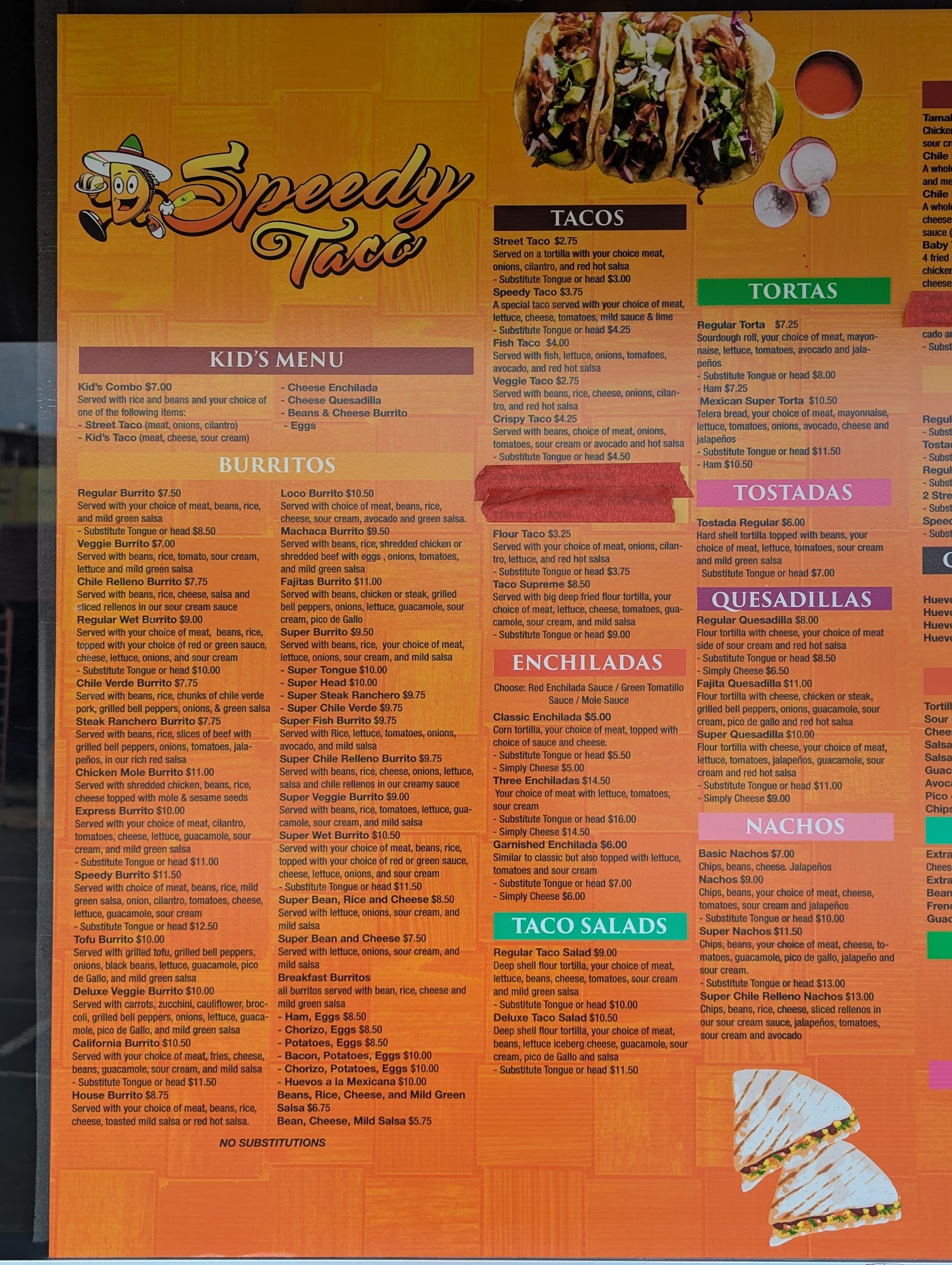 Speedy Taco Truck Menu