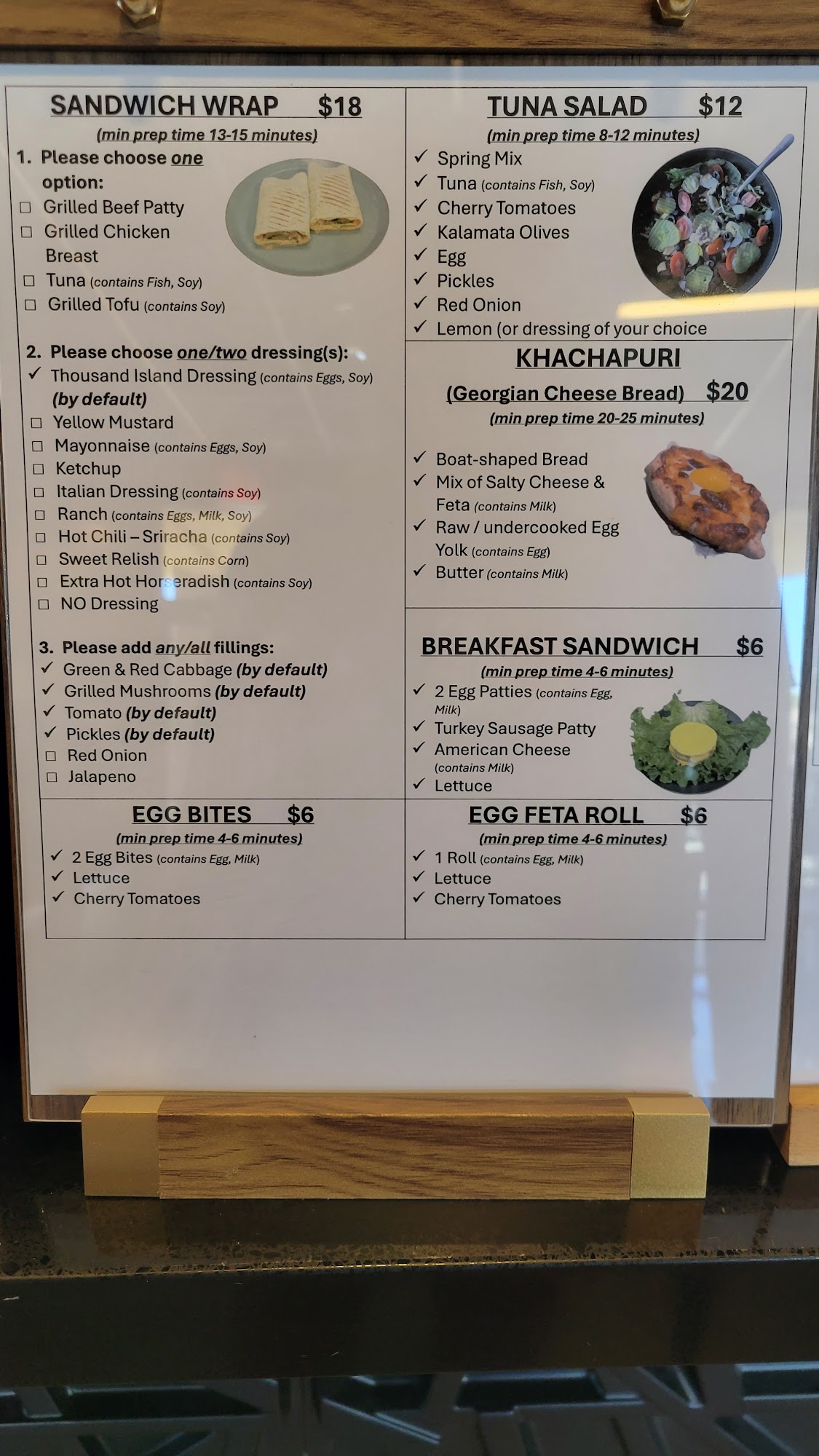 Gluten OFF Bakery Menu