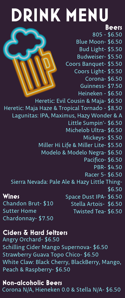 Thompson's Corner Saloon Menu