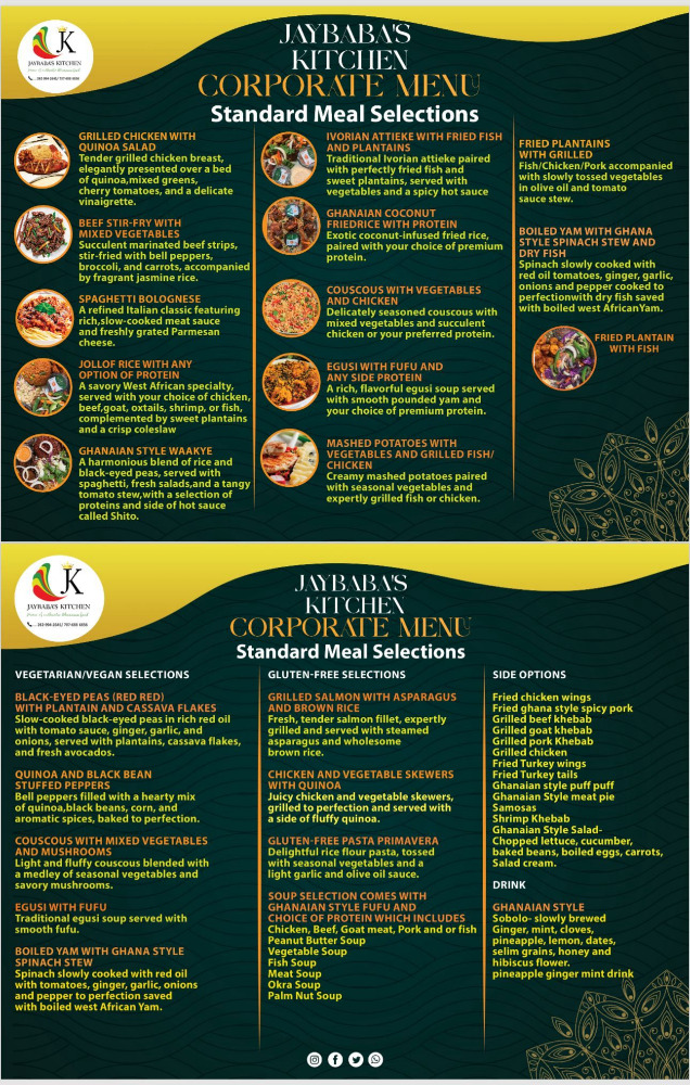 JayBaba's Kitchen, Home of Authentic African-Ghanaian Cuisines Menu