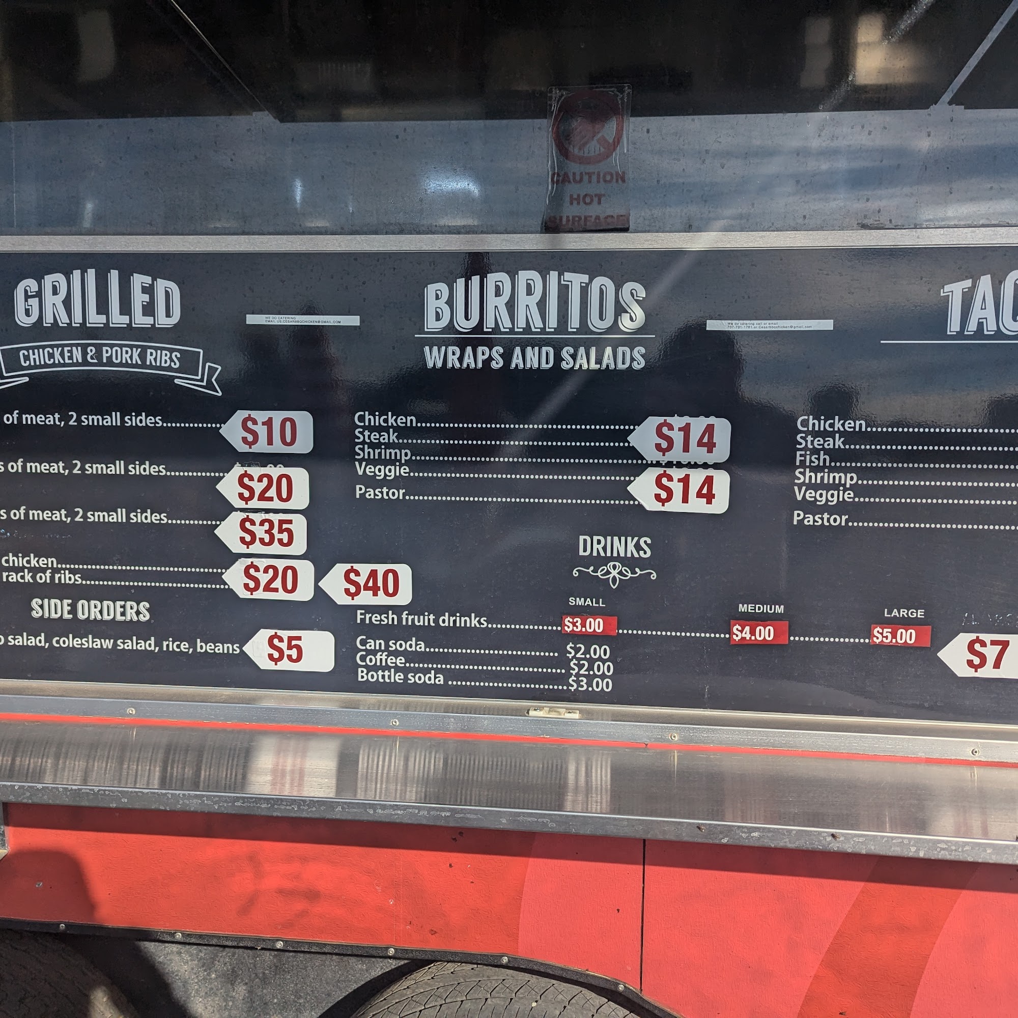 Cesars BBQ Chicken Menu