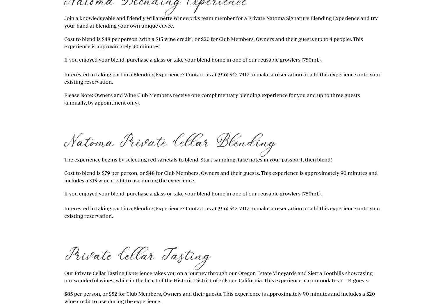 Willamette Wineworks Menu