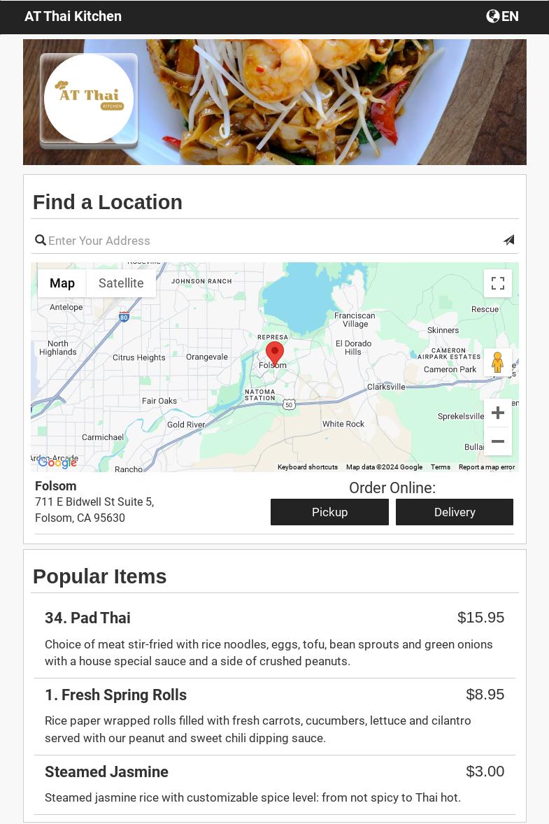 AT Thai Kitchen Menu