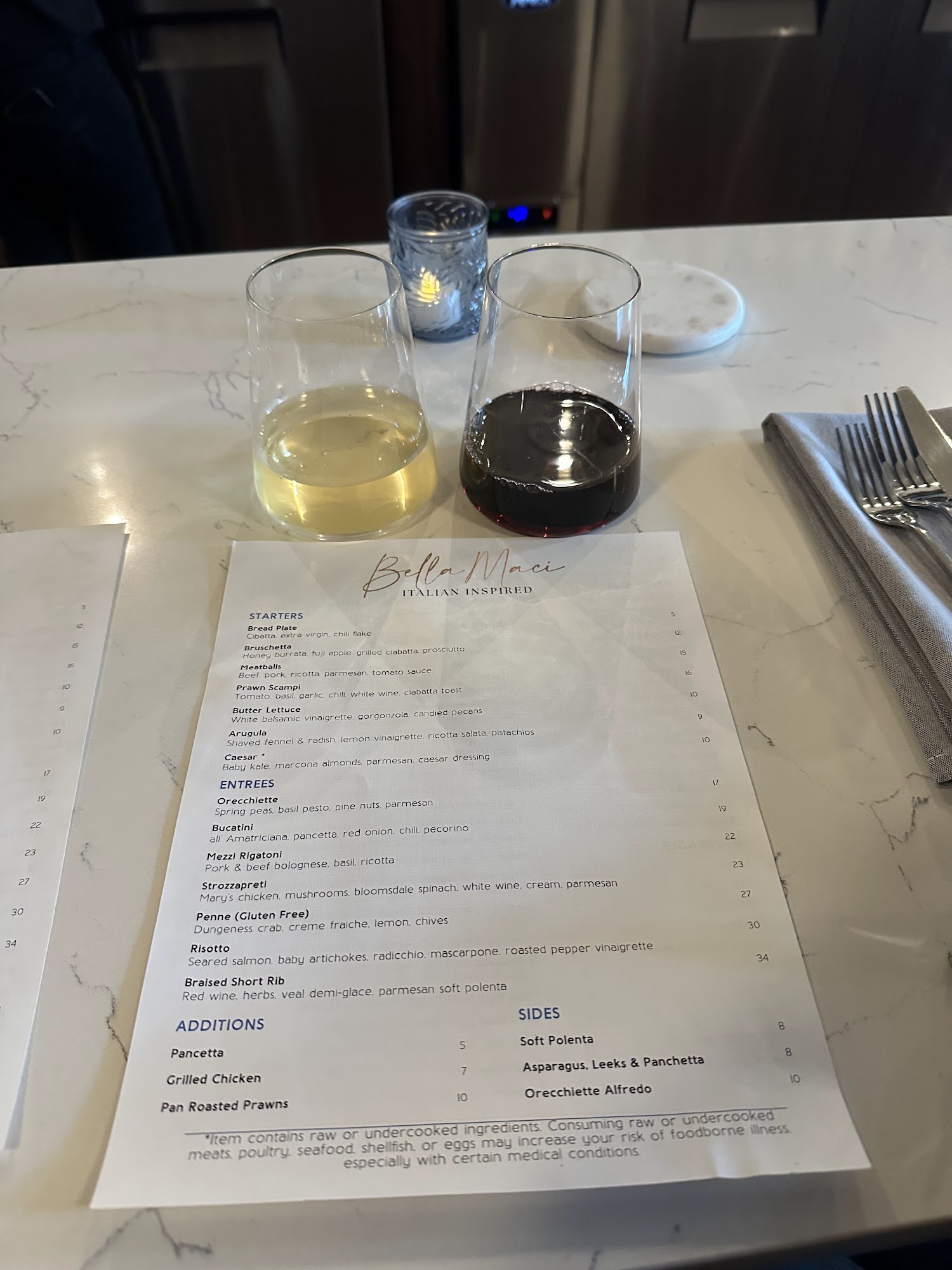 Bella Maci Menu