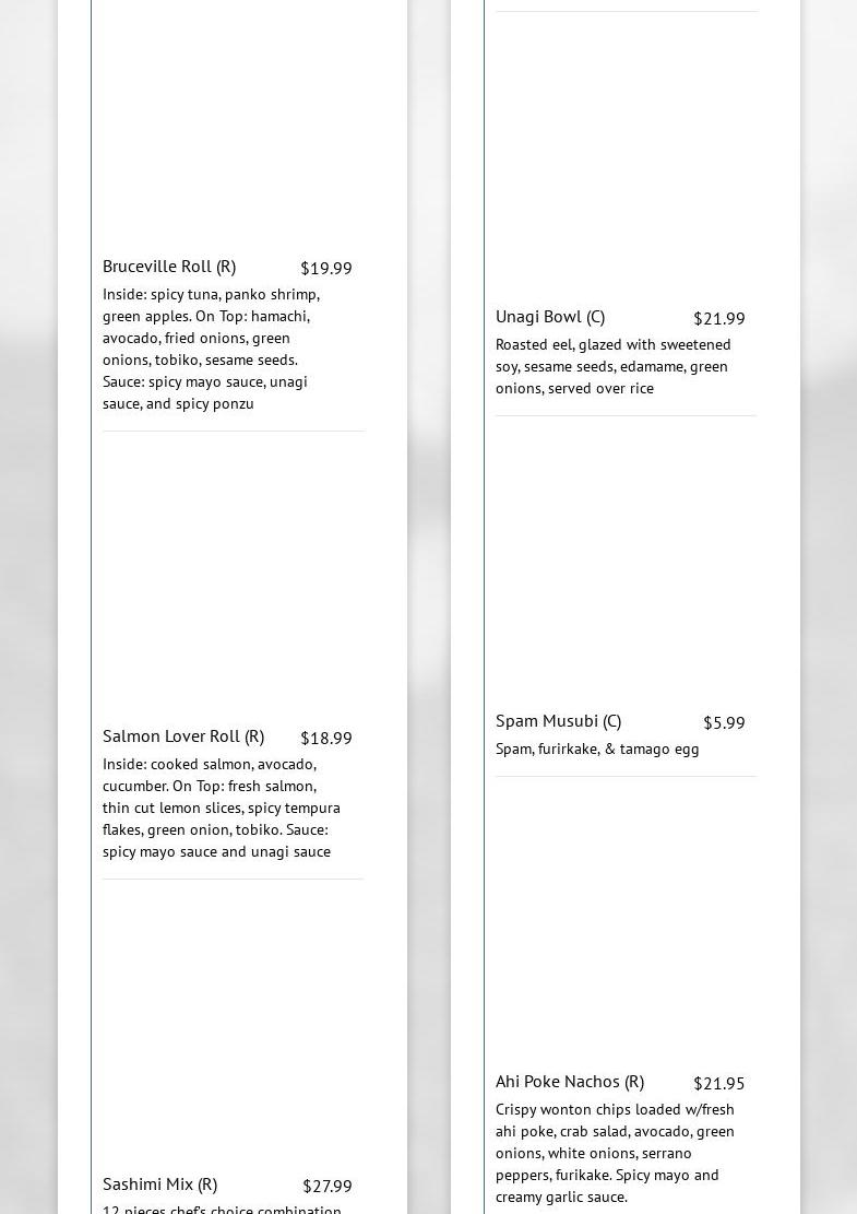 Fish & Things Poke Bar Menu