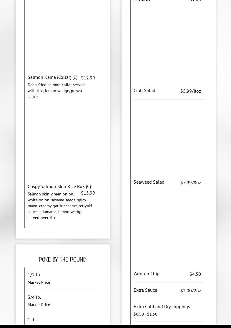 Fish & Things Poke Bar Menu