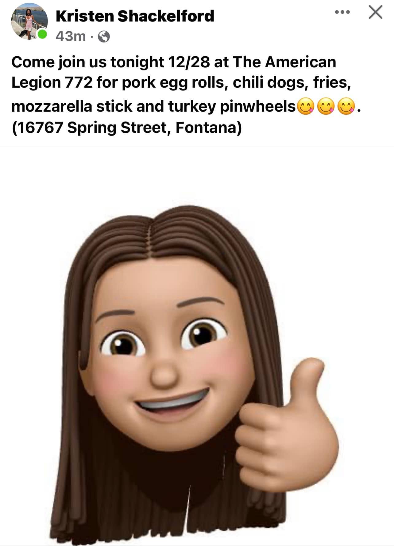 The American Legion Menu