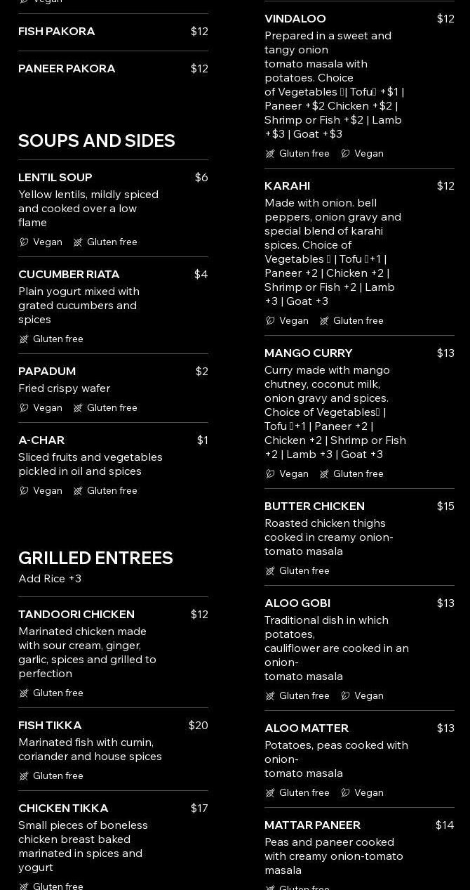 Indian Eats - Taste of India Menu