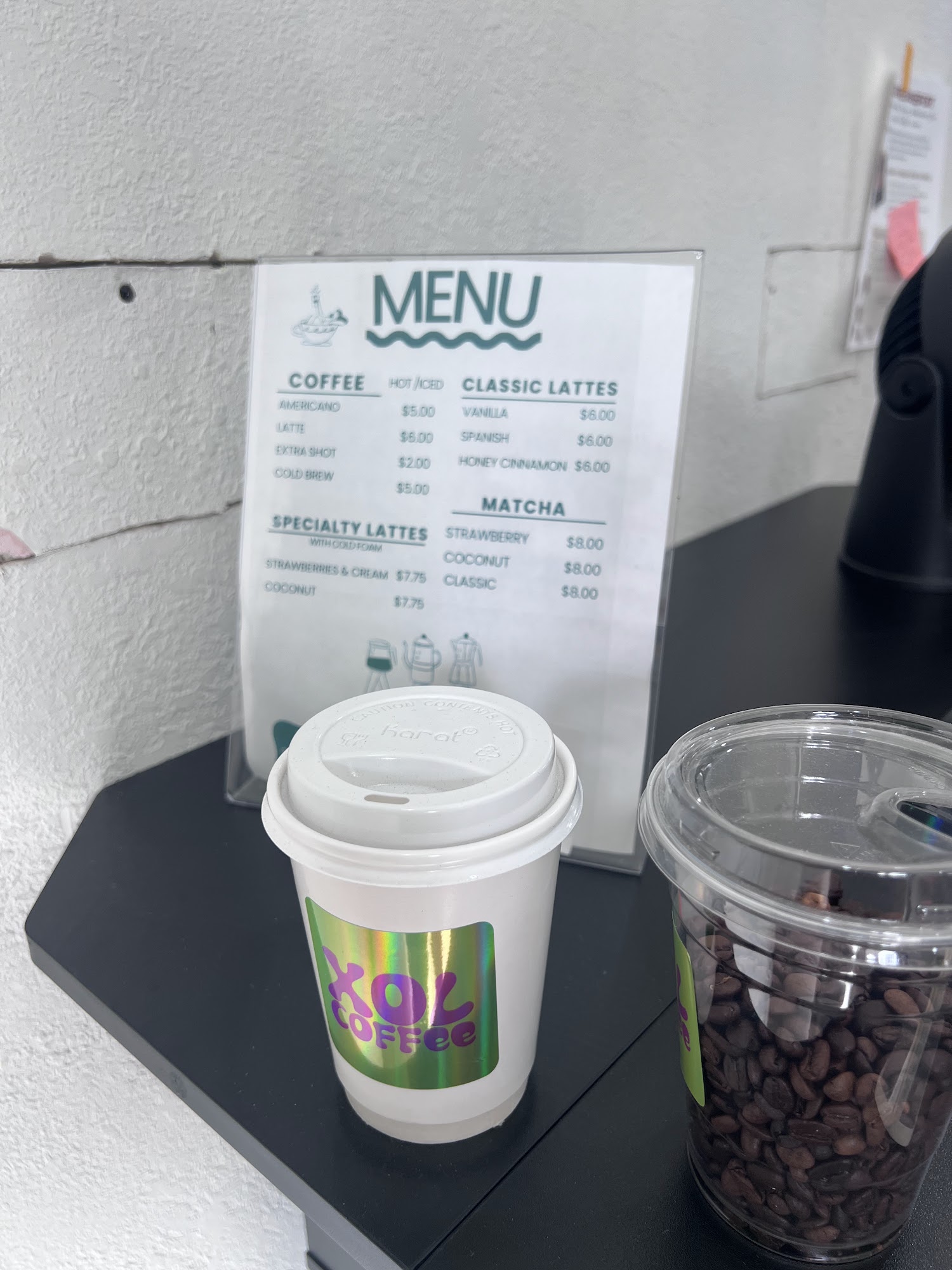 Xol Coffee Menu