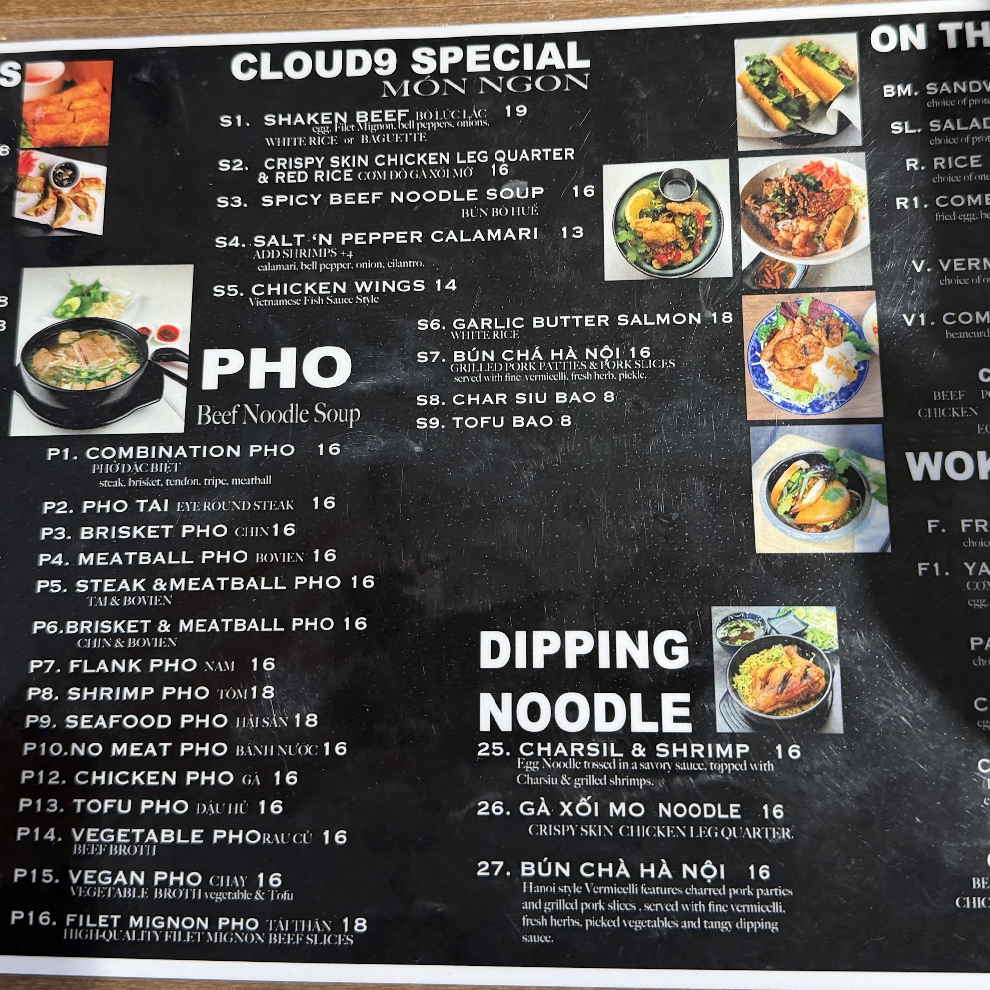 Cloud9 Pho & Teatime Menu