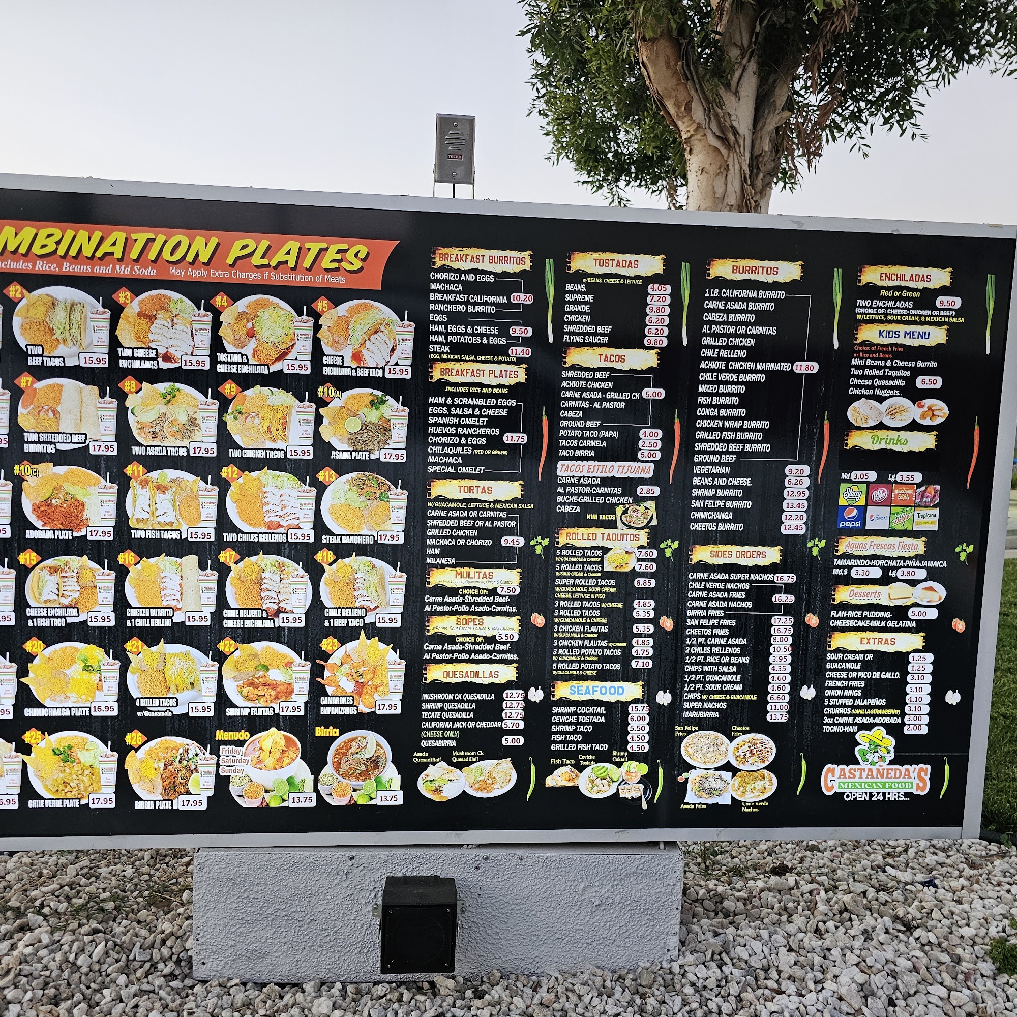 Castaneda's Mexican food Menu