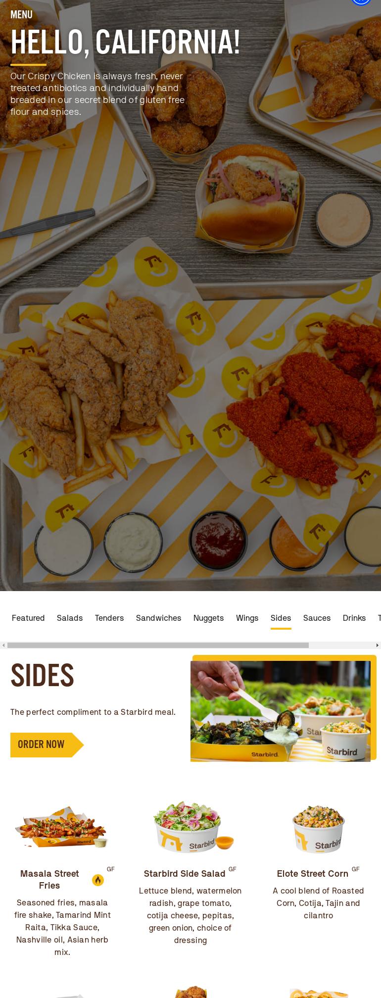 Starbird Salads Menu