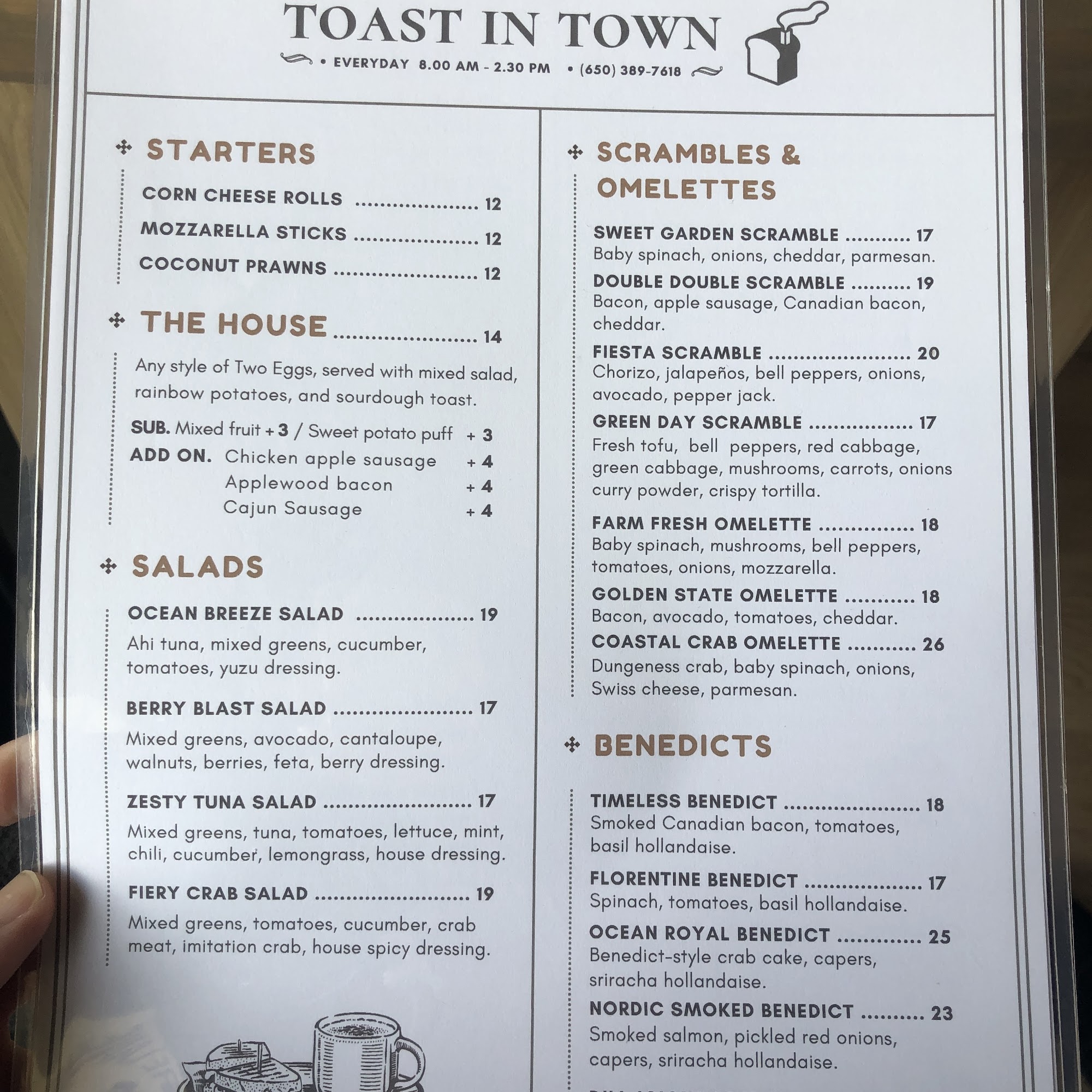 Toast In Town Menu