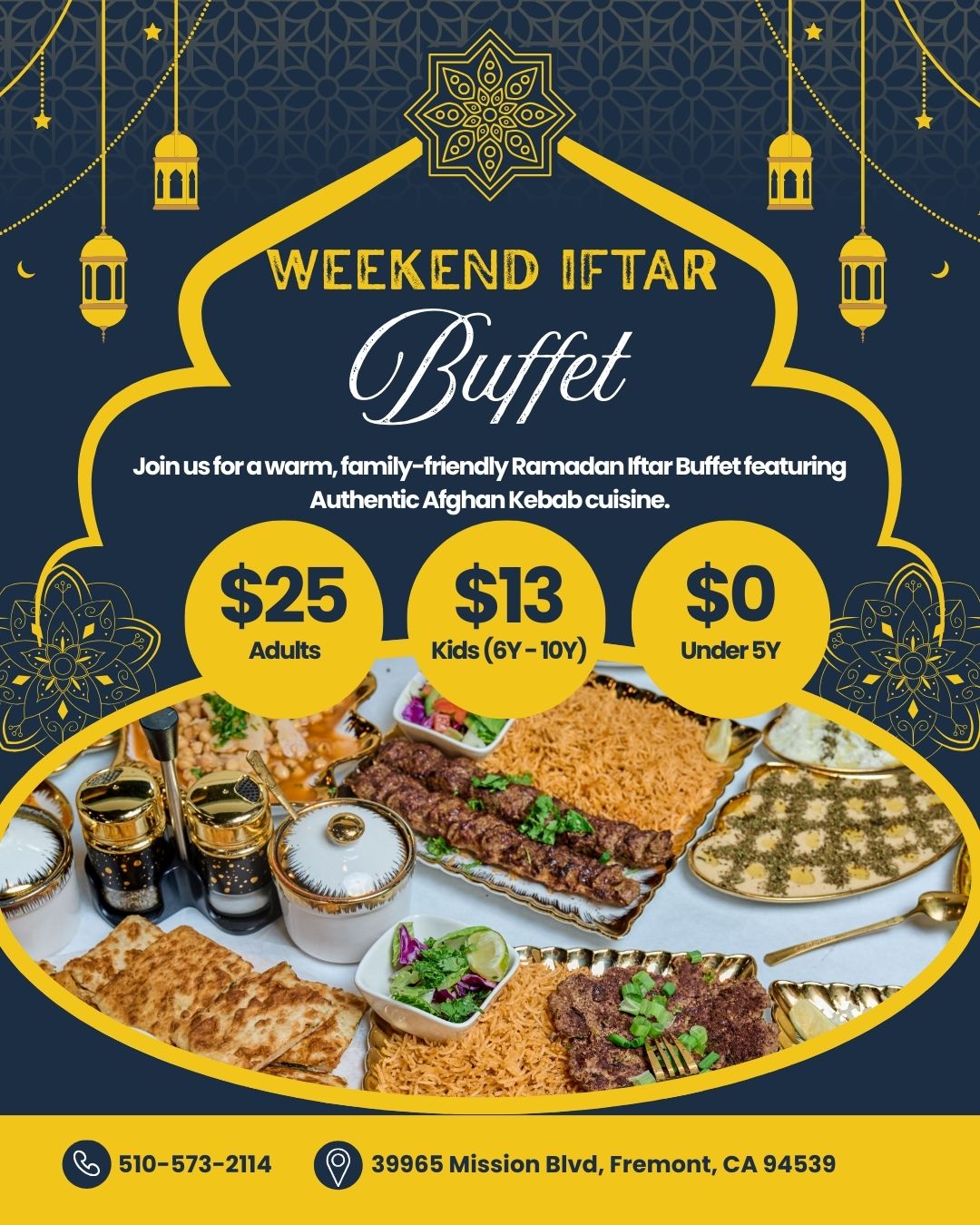 Authentic Afghan Kebab and Cuisine Menu