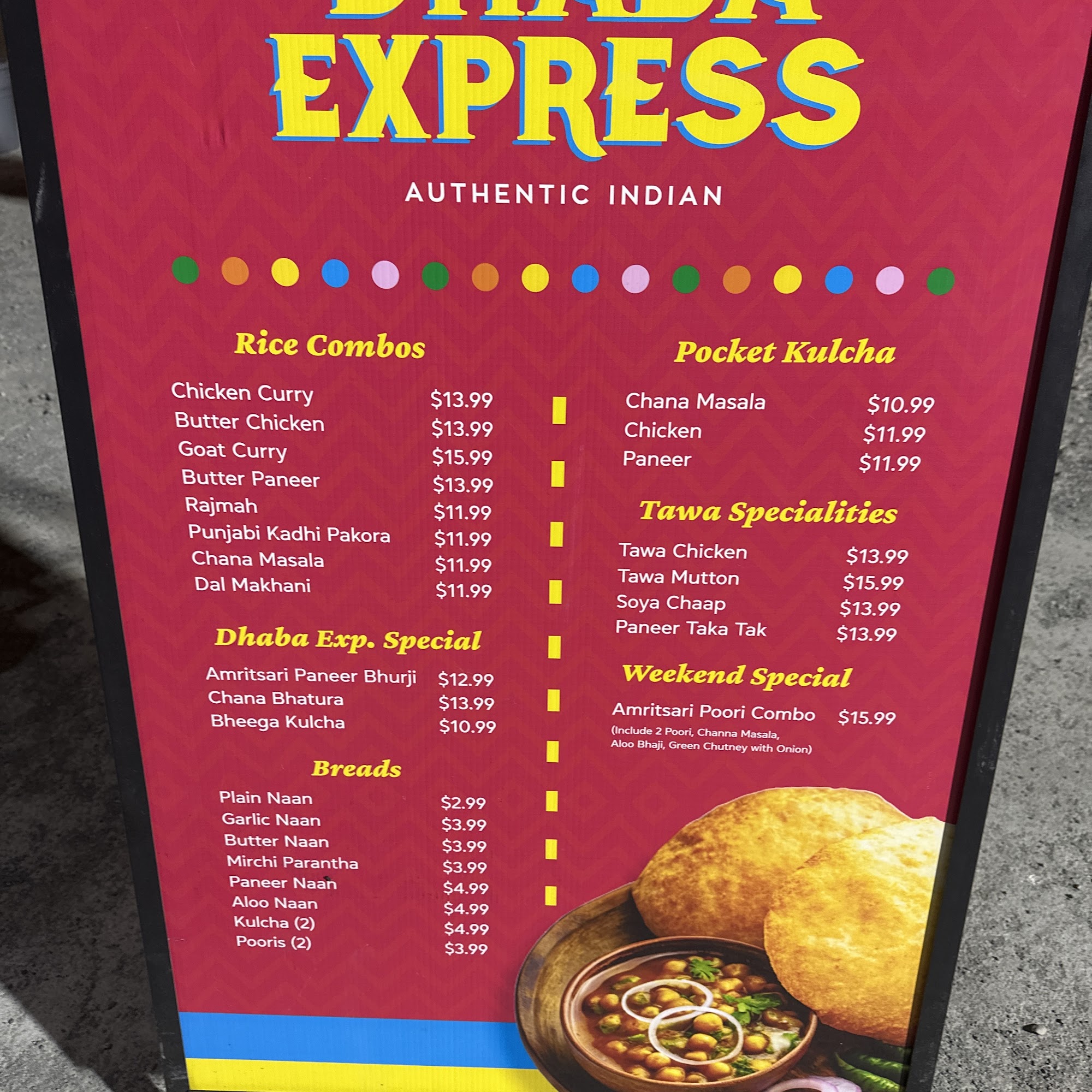 Dhaba Express Fremont Menu