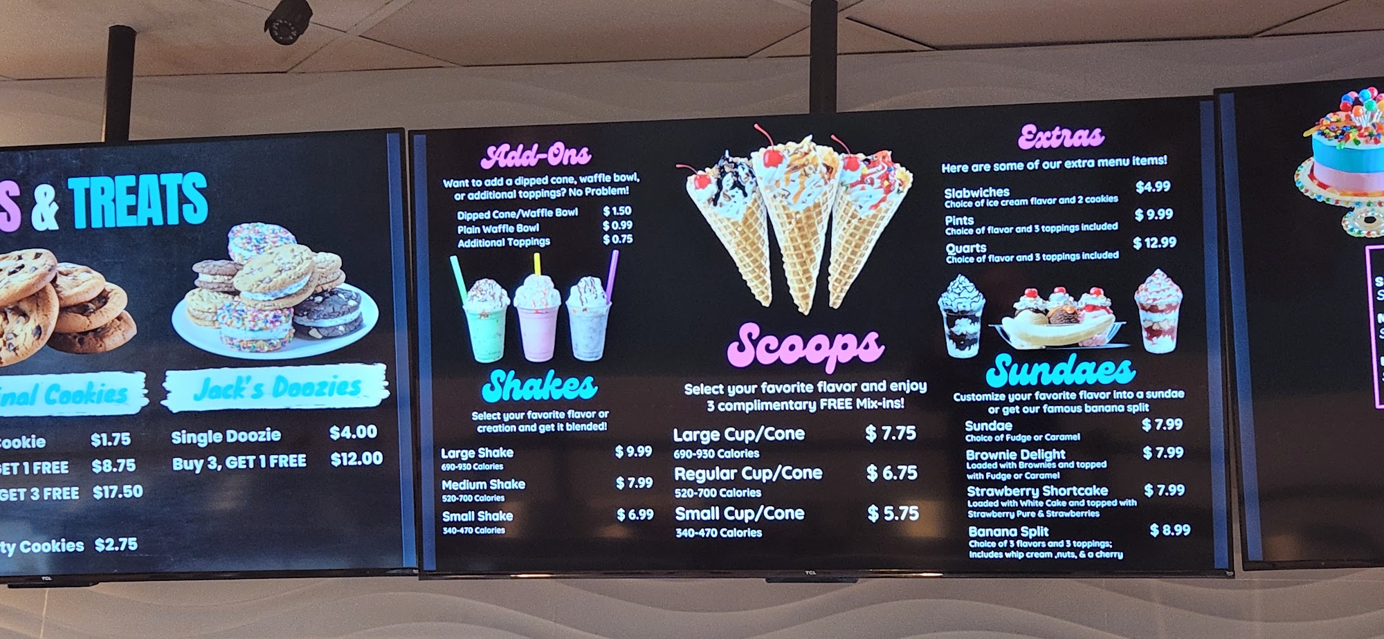 Jack’s Sweets and Treats Menu