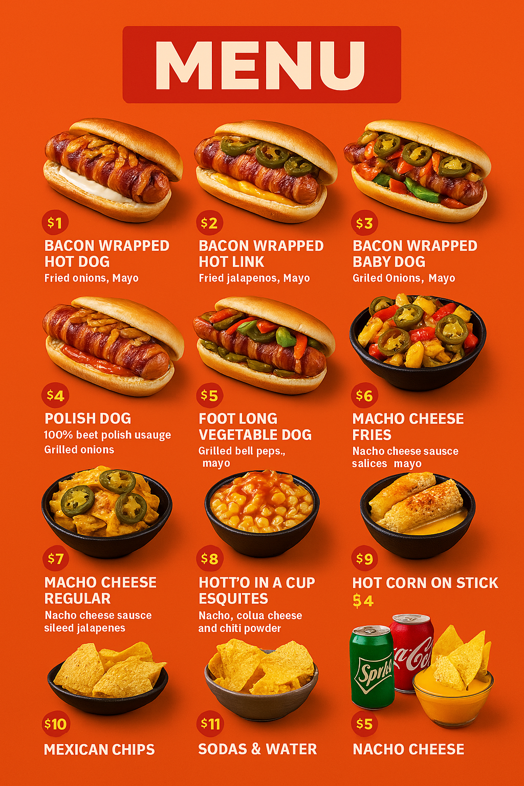 Maurys Hotdogs Menu