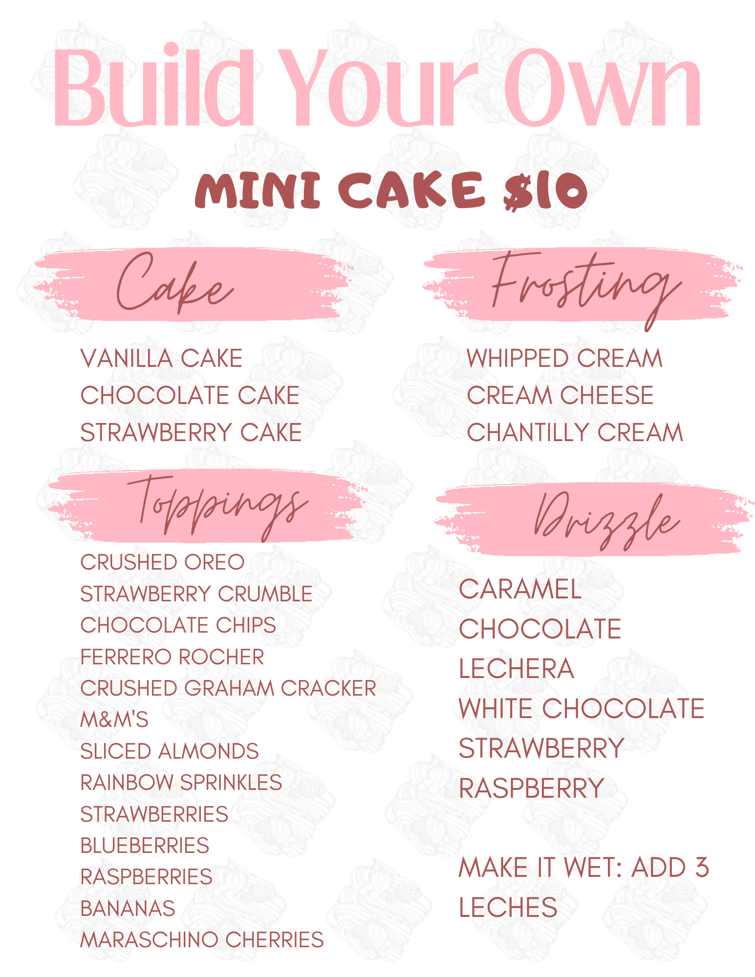 Bake It Mine Menu