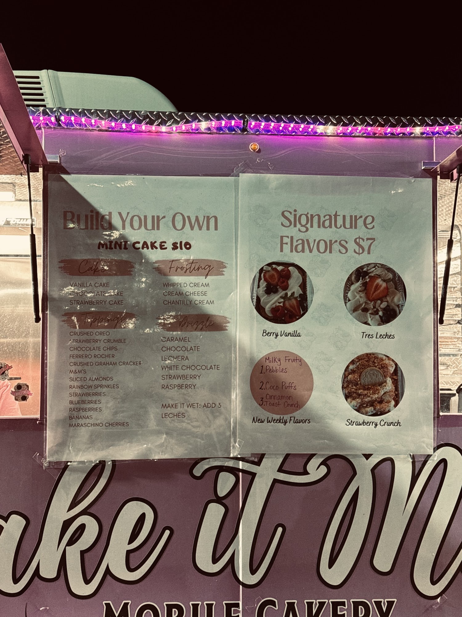 Bake It Mine Menu