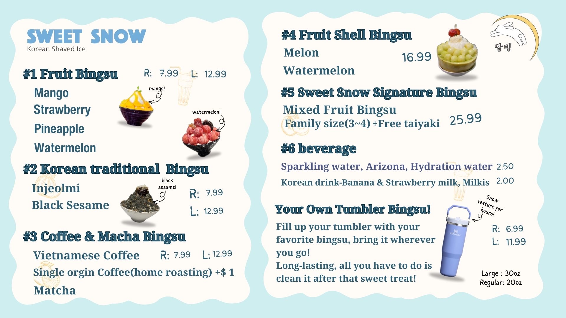 Sweet Snow Menu