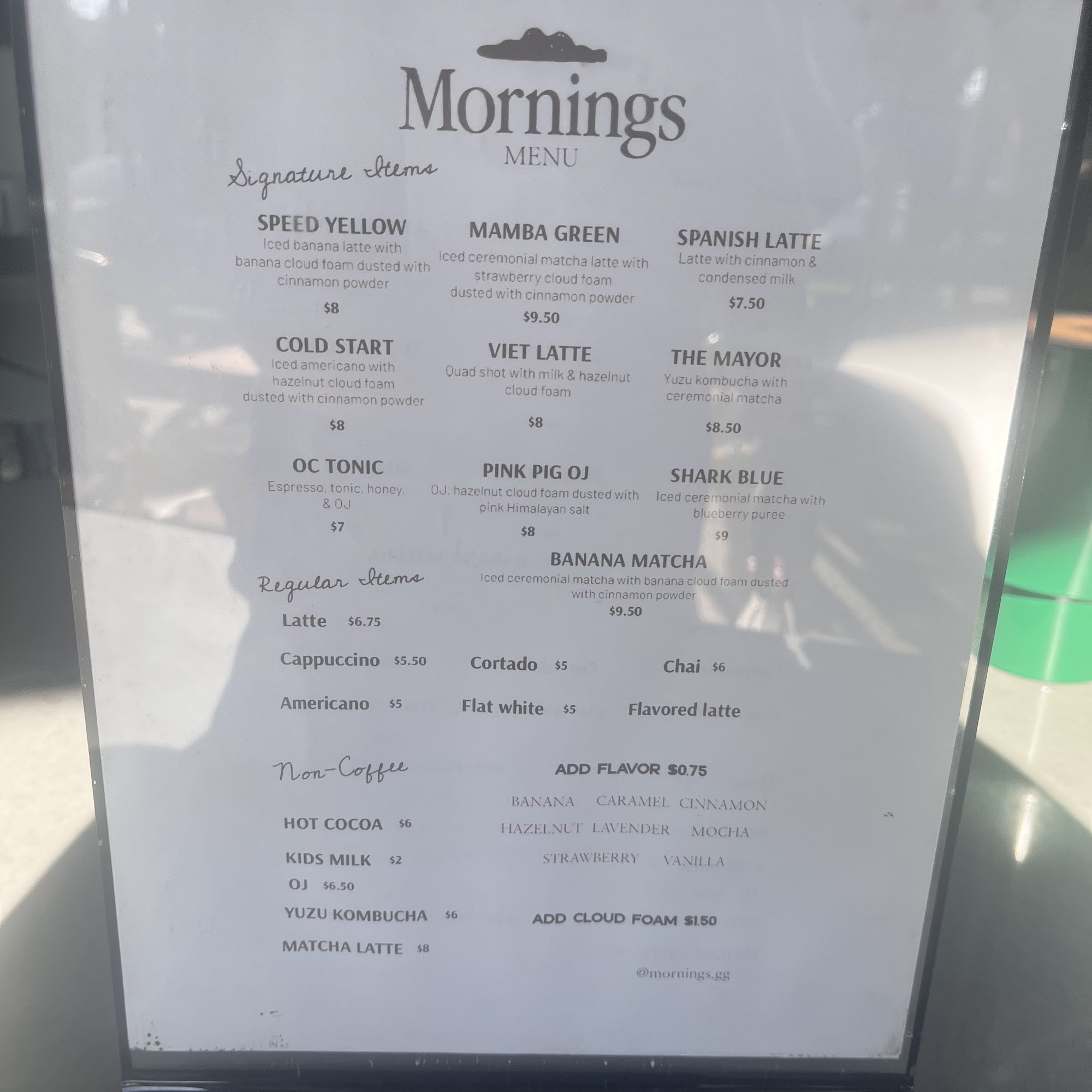 Mornings Coffee Garden Grove Menu