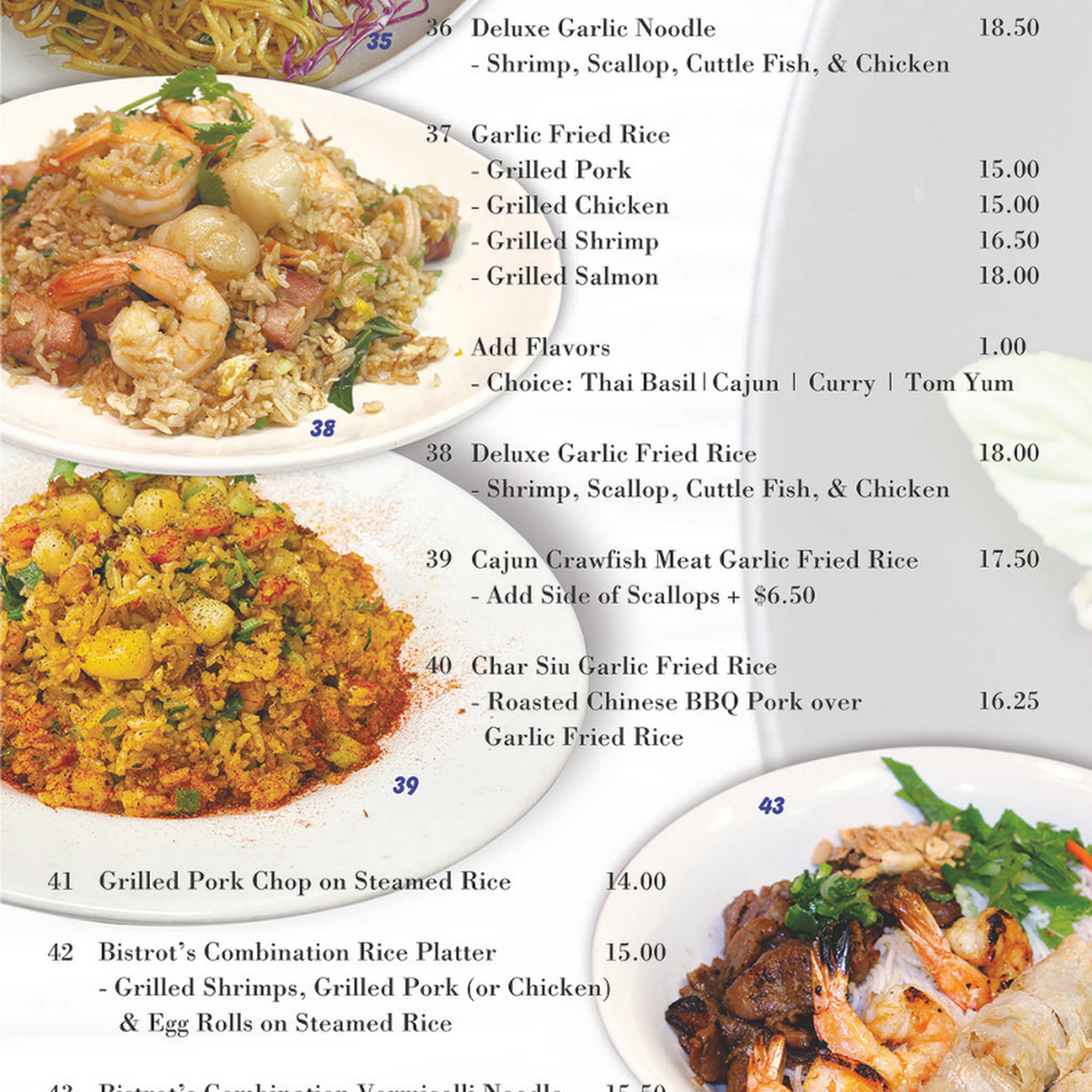 Saigon Bistrot Menu