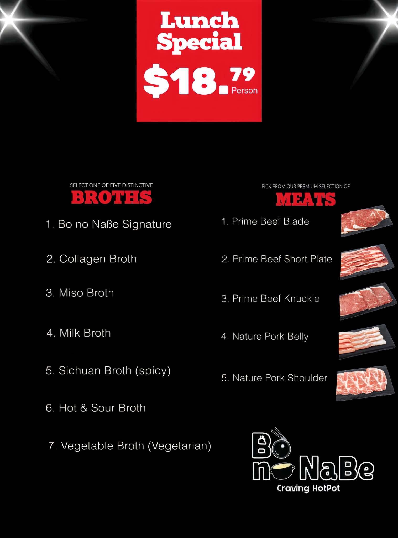 Bò no Nabe Menu