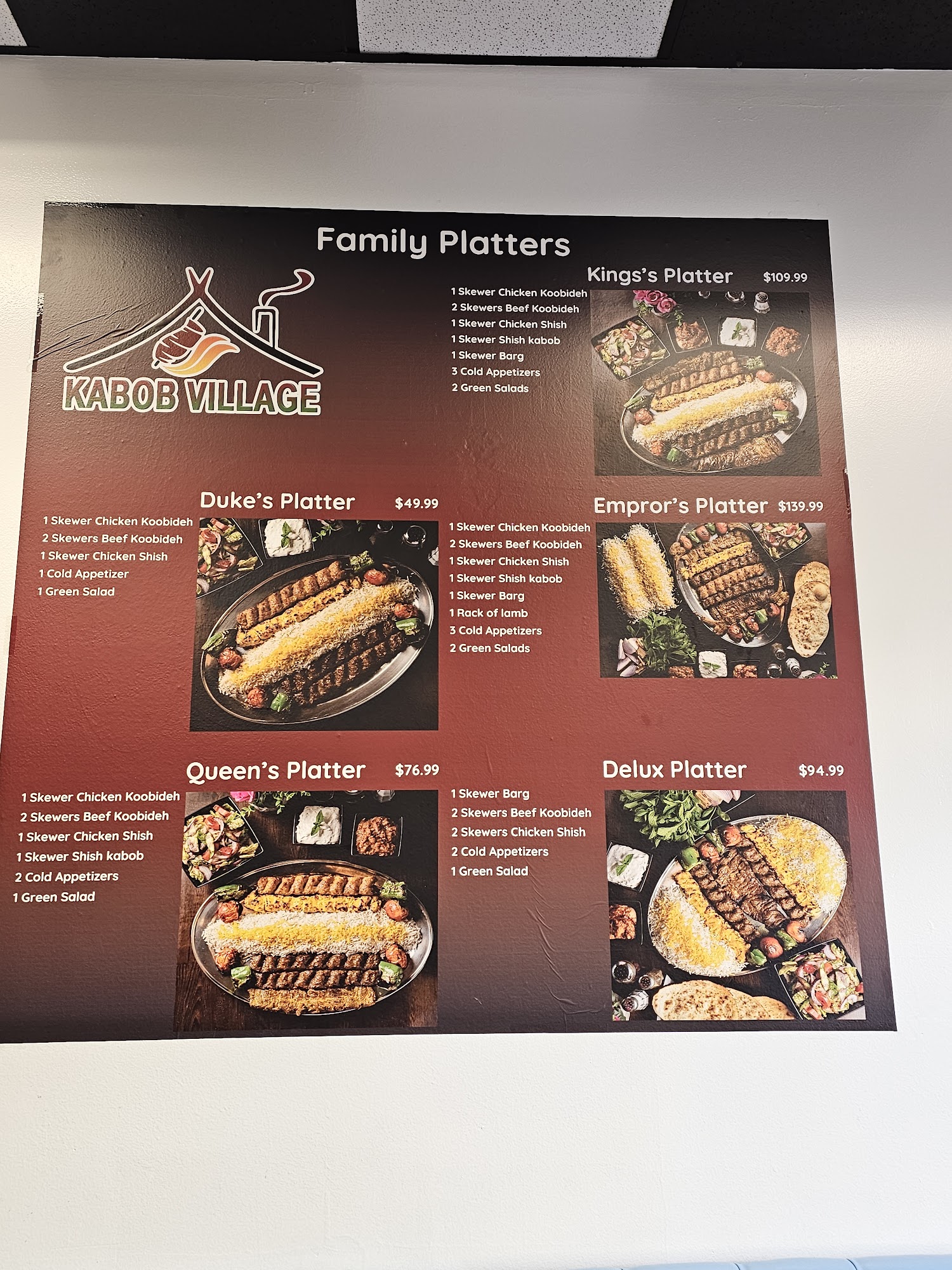 Kabob village Glendale Menu