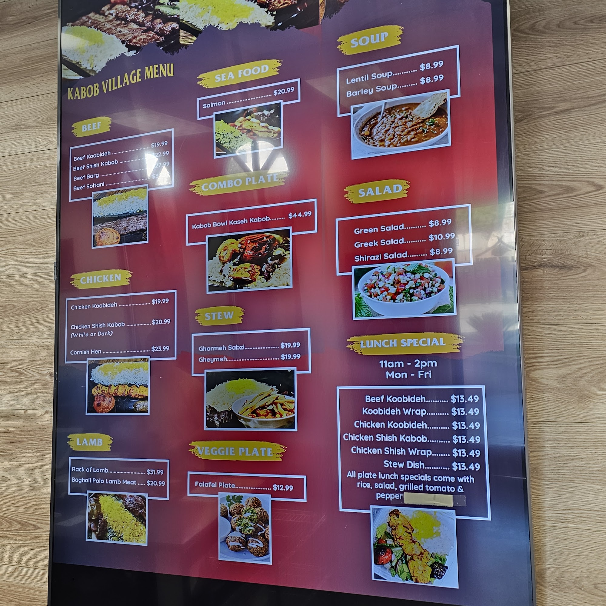 Kabob village Glendale Menu