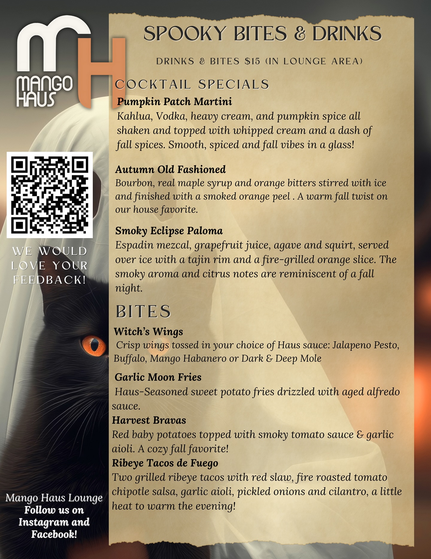 Mango Haus Lounge Menu