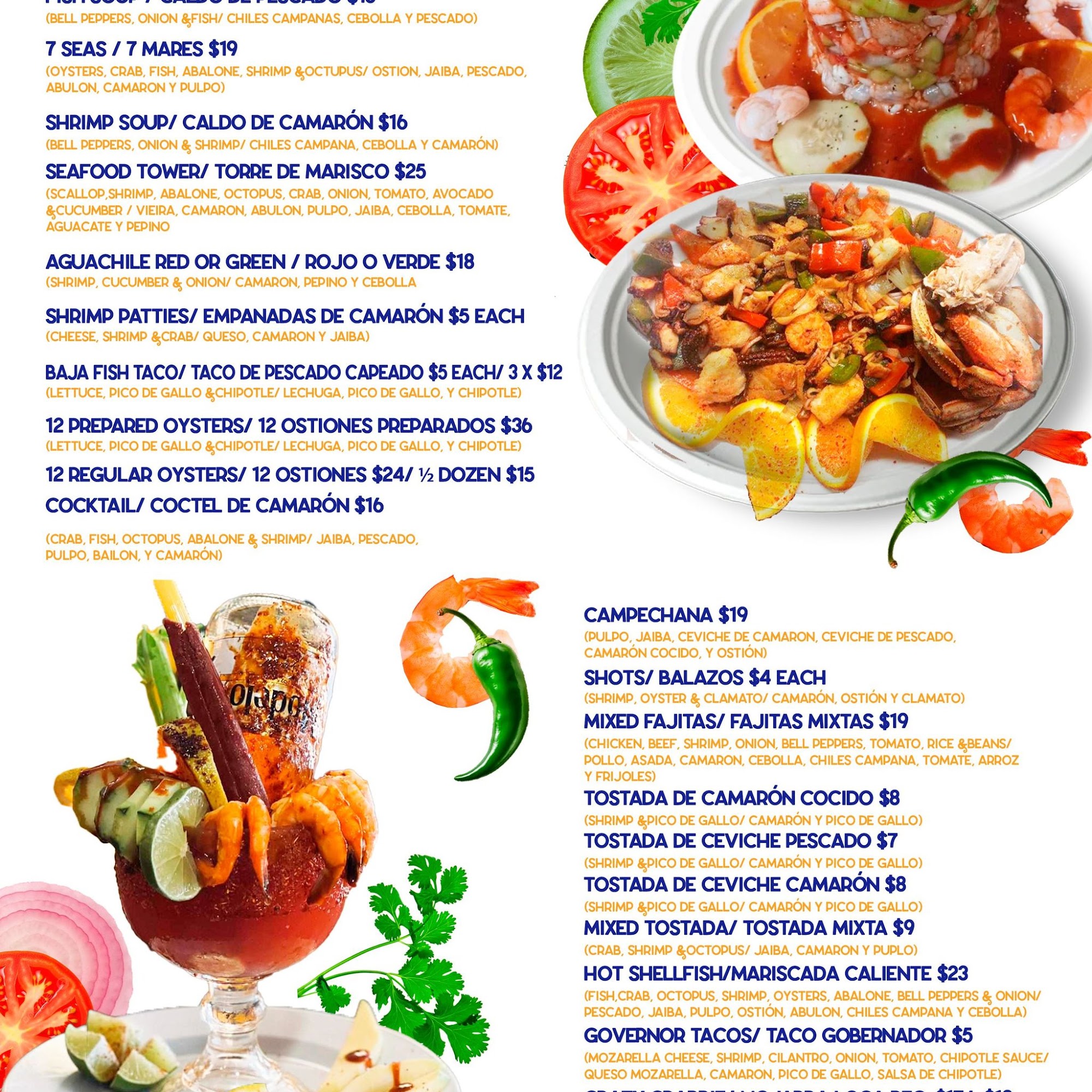 Trejos Carnitas y Mariscos Menu
