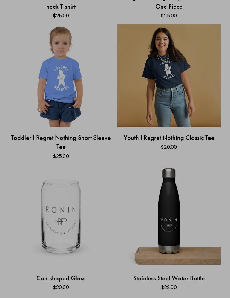 Ronin Fermentation Project Menu