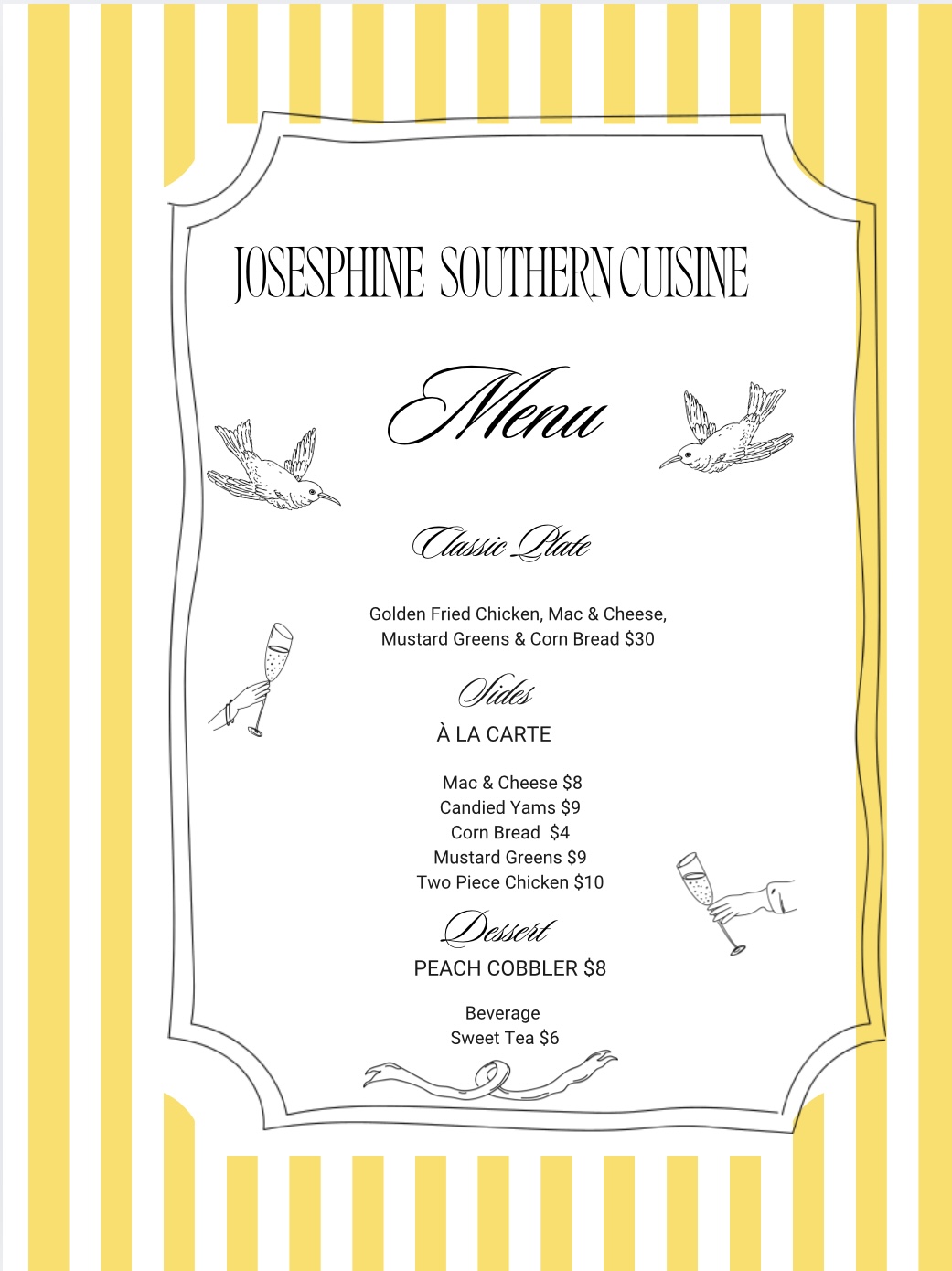 Josephine Southern Cuisine Menu