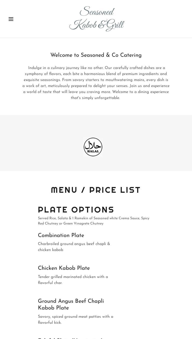 Seasoned Kabob & Grill Menu