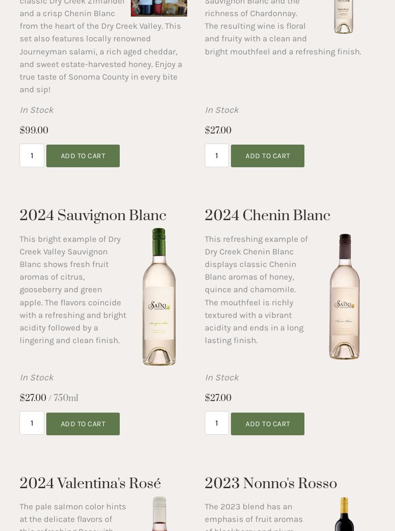 Saini Vineyards Menu