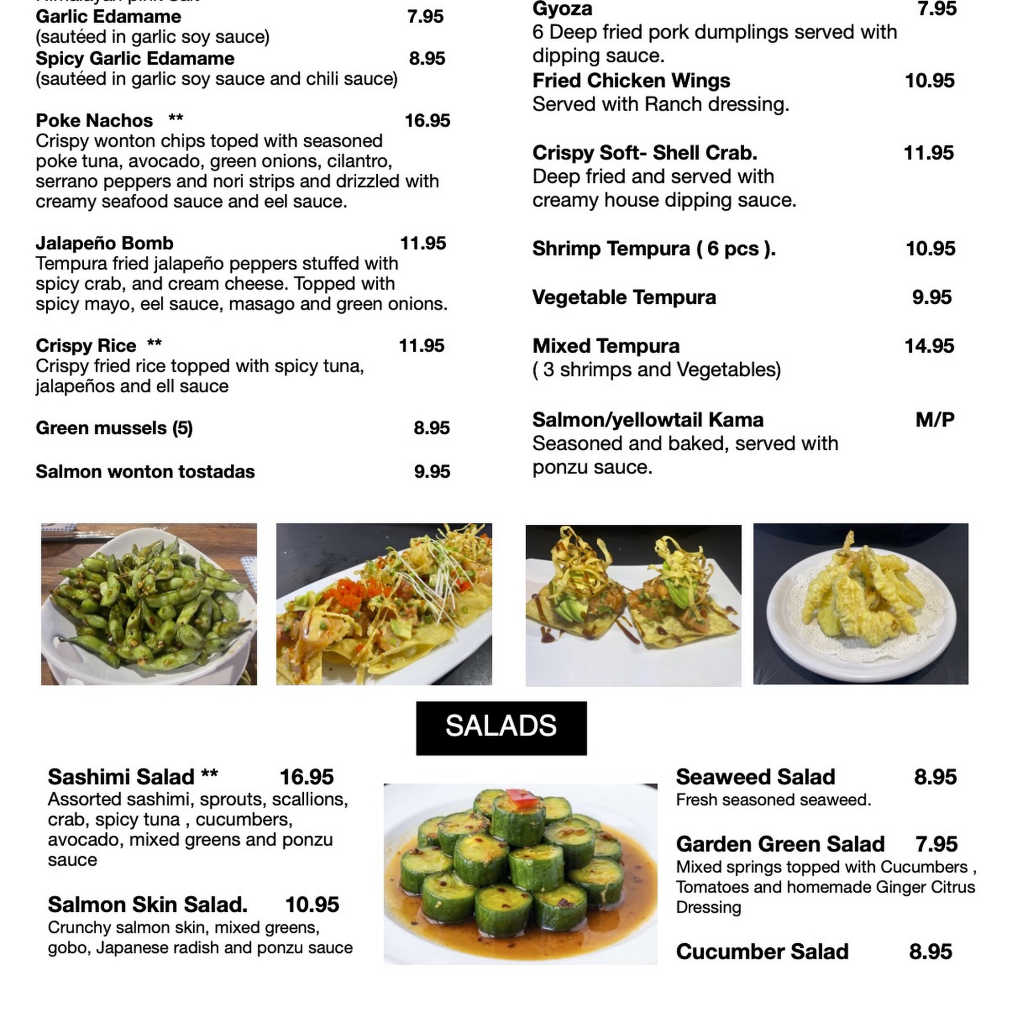 Sakura House Sushi & Grill Menu