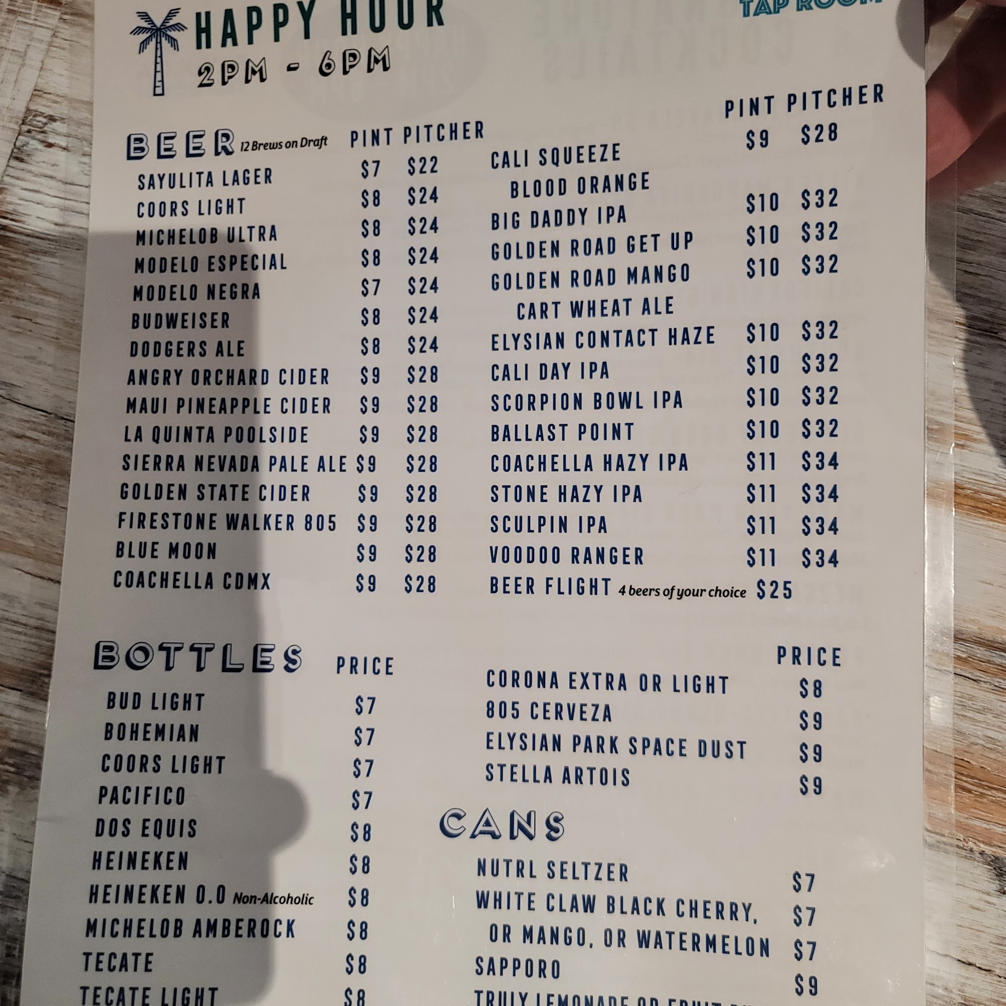 Sayulita Taproom Menu