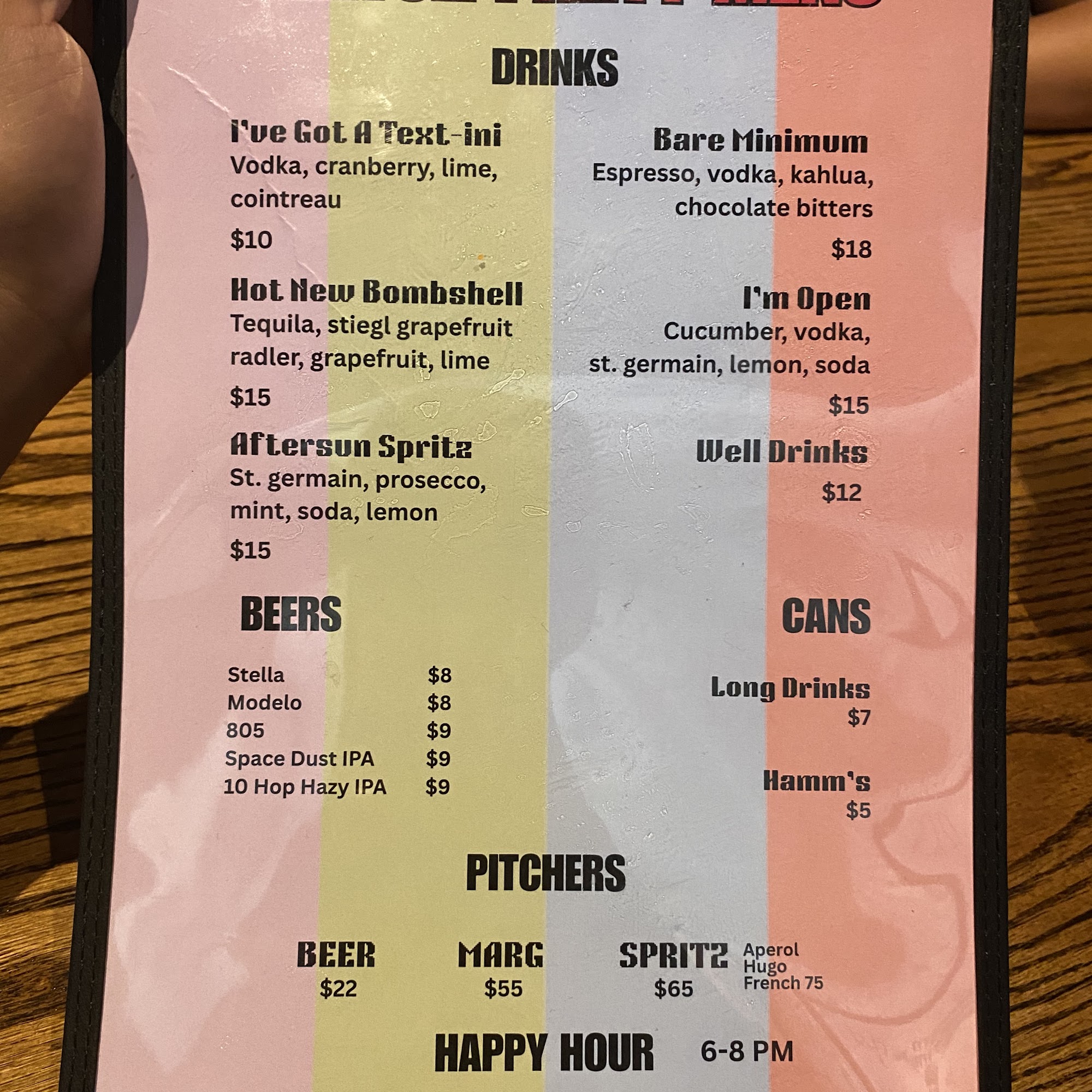 The Palm & The Pine Menu