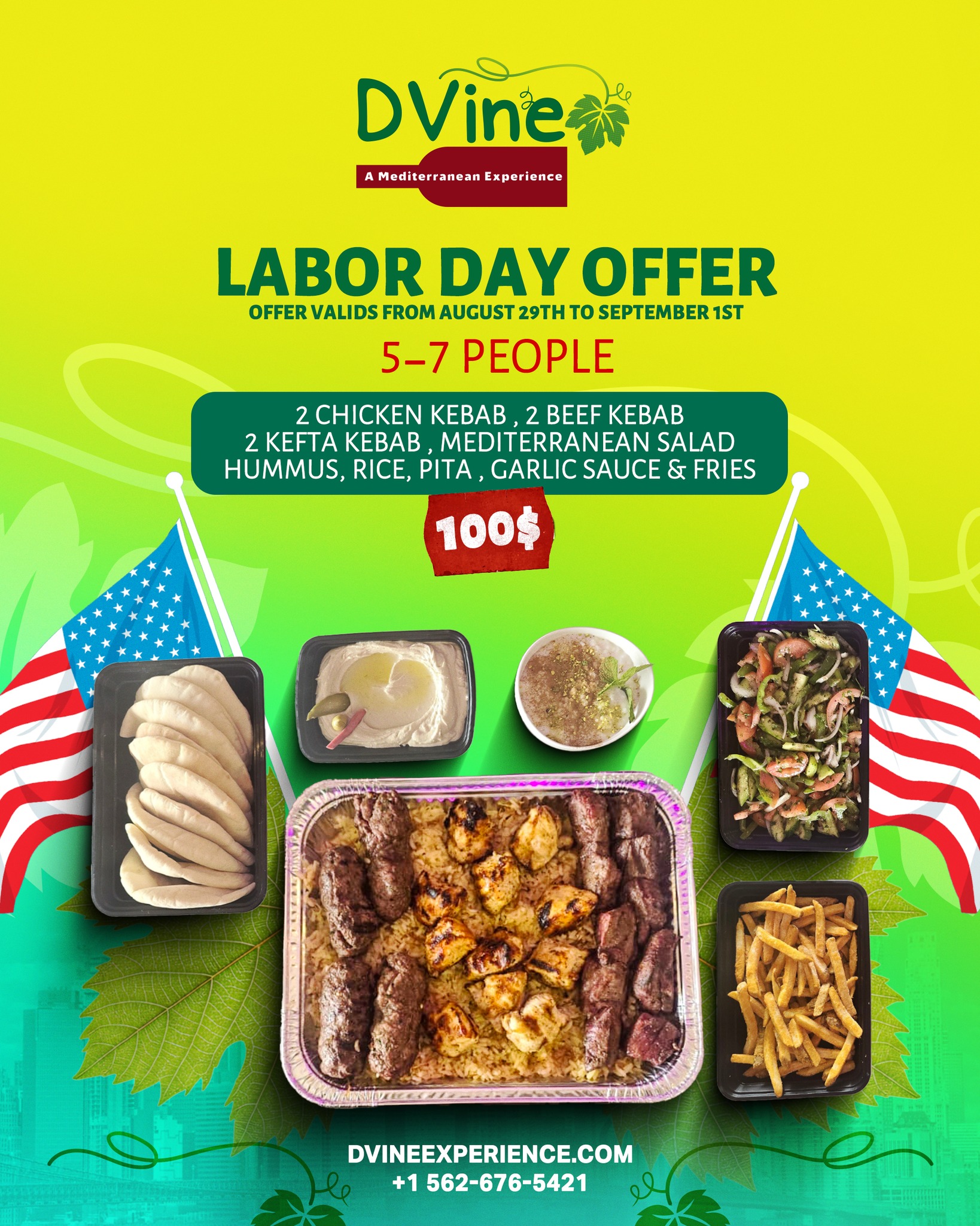 Dvine Mediterranean Experience Menu