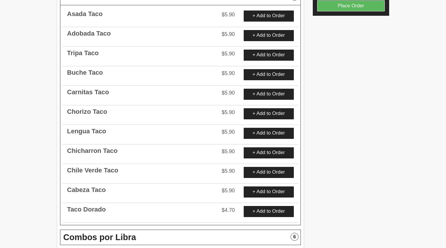 La Esquinita Mi Pueblo Menu